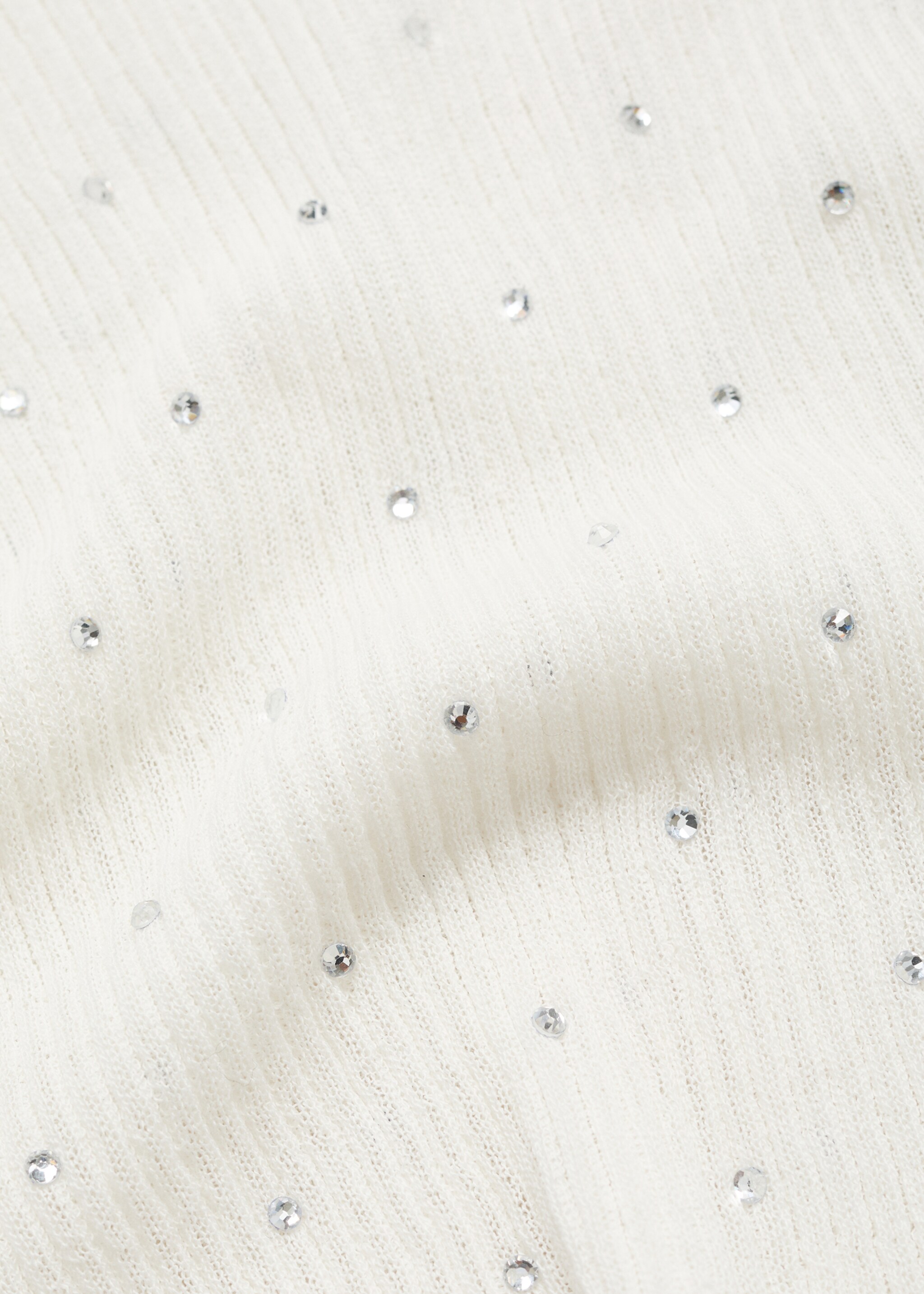 Pull-over maille côtelée détail strass - Détail de l'article 0, Écru. Ref: 77009048-00.