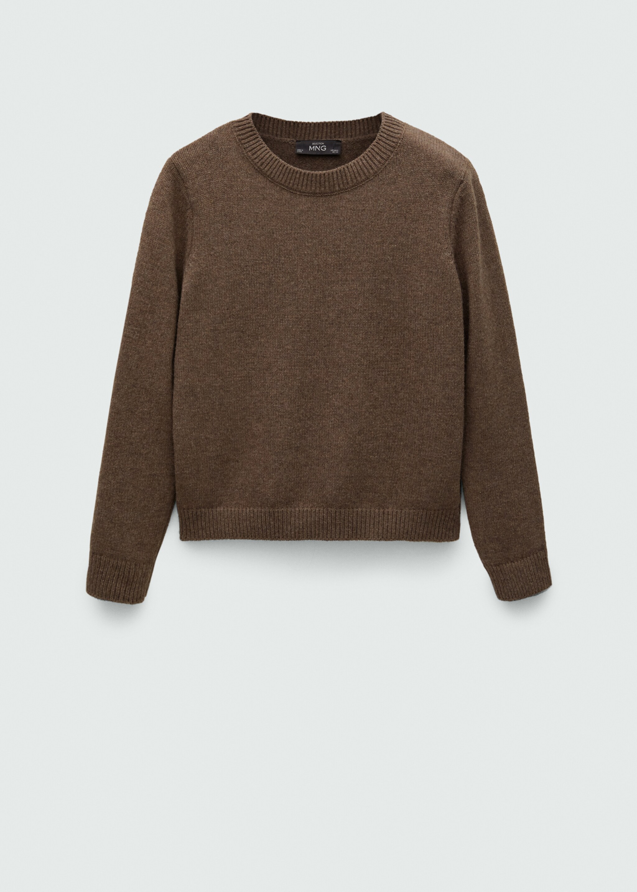 Rounded neck wool sweater - Article without model, Chocolate. Ref: 77009067-00.