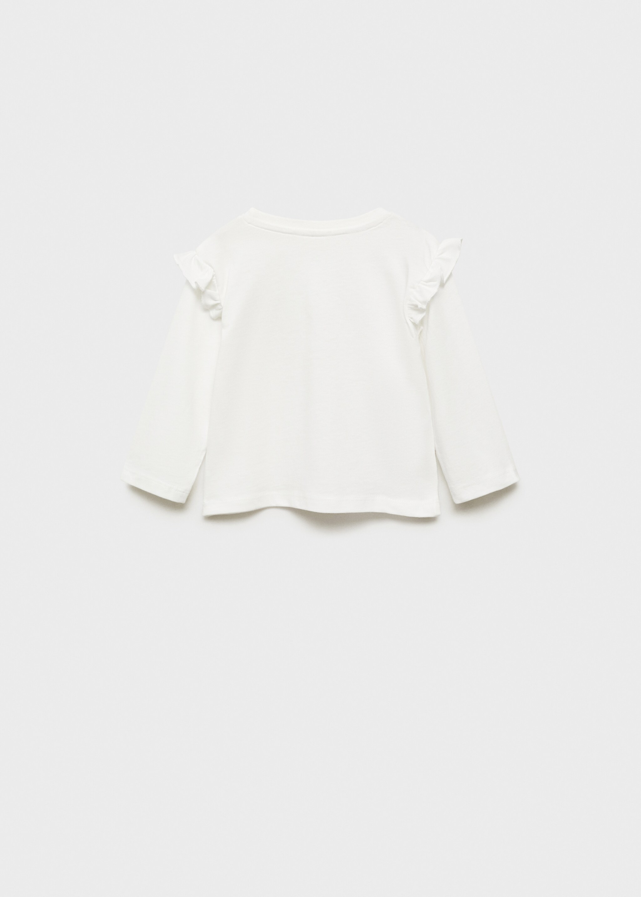 T-shirt med volanger och tryck - Artikelns baksida, Benvit. Ref: 77009078-00.