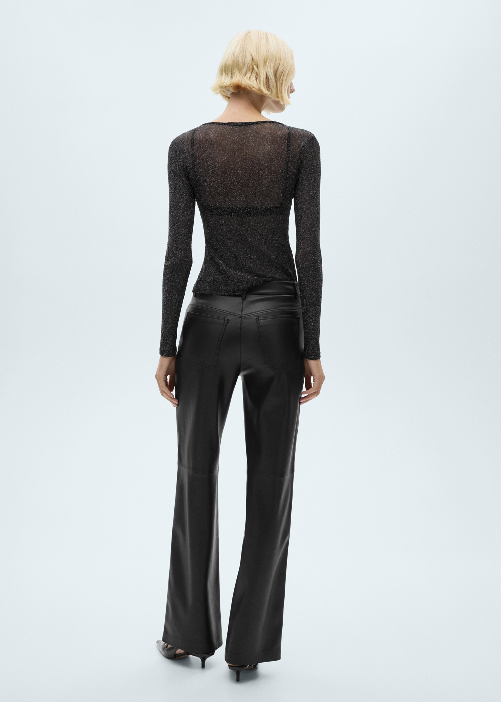 T-shirt Lurex semi-transparent - Verso de l’article, Noir. Ref: 77009081-00.