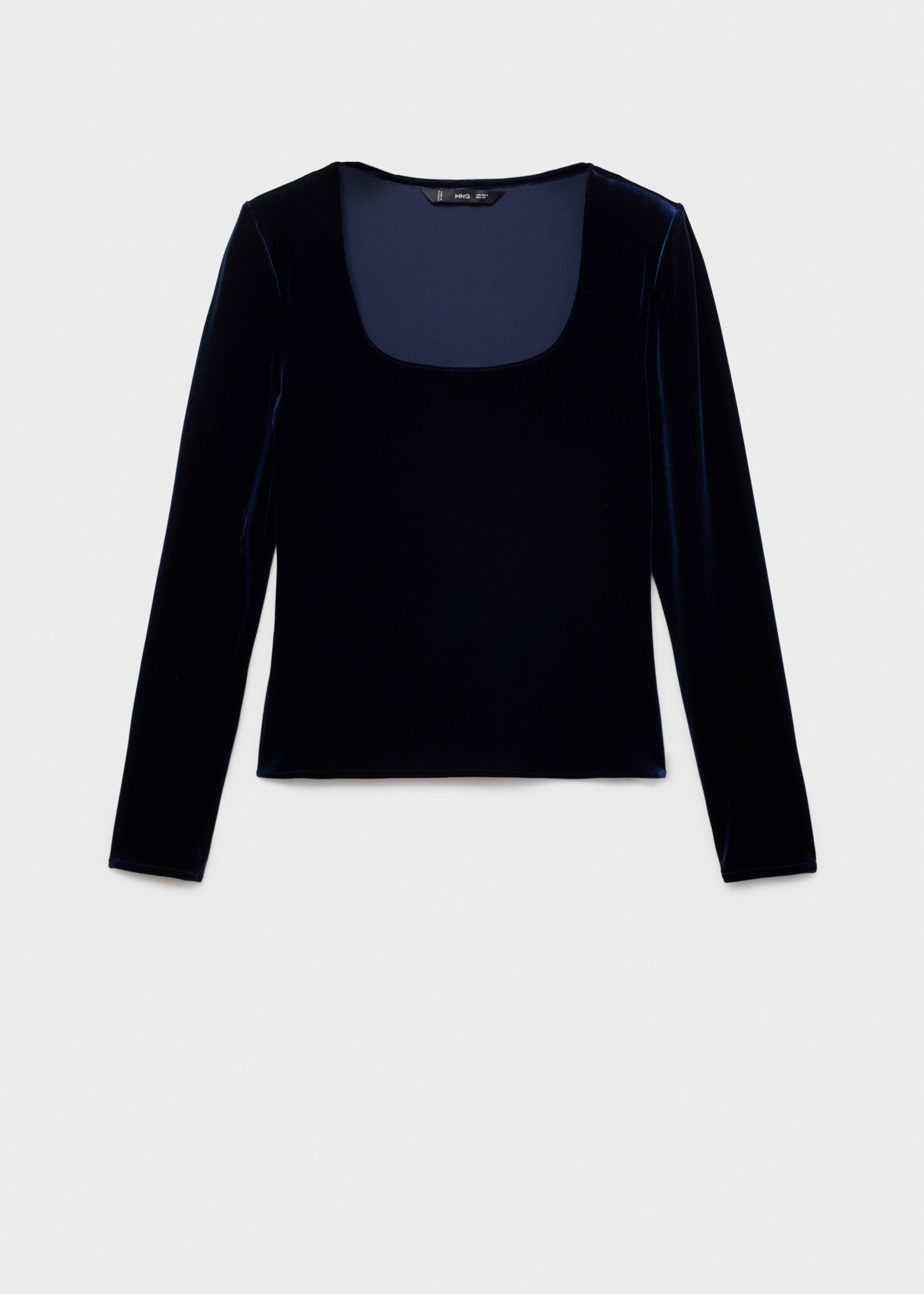 Ausgeschnittenes Samt-T-Shirt - Artikel ohne Model, Nachtblau. Ref: 77009084-00.