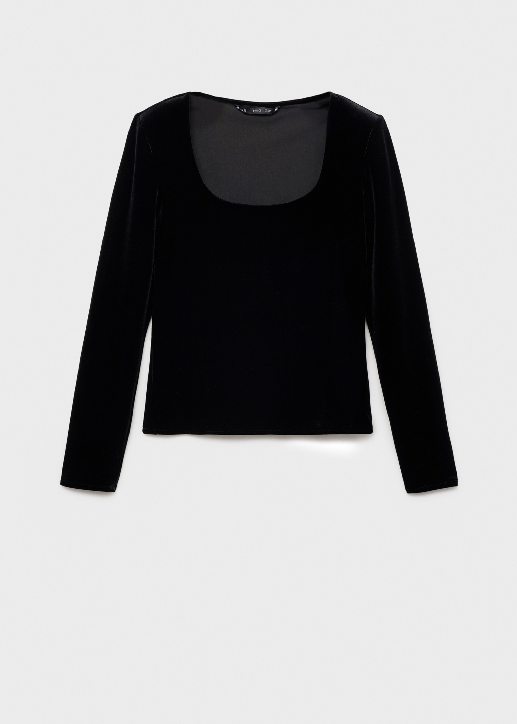 T-shirt décolleté velours - Article sans modèle, Noir. Ref: 77009084-00.