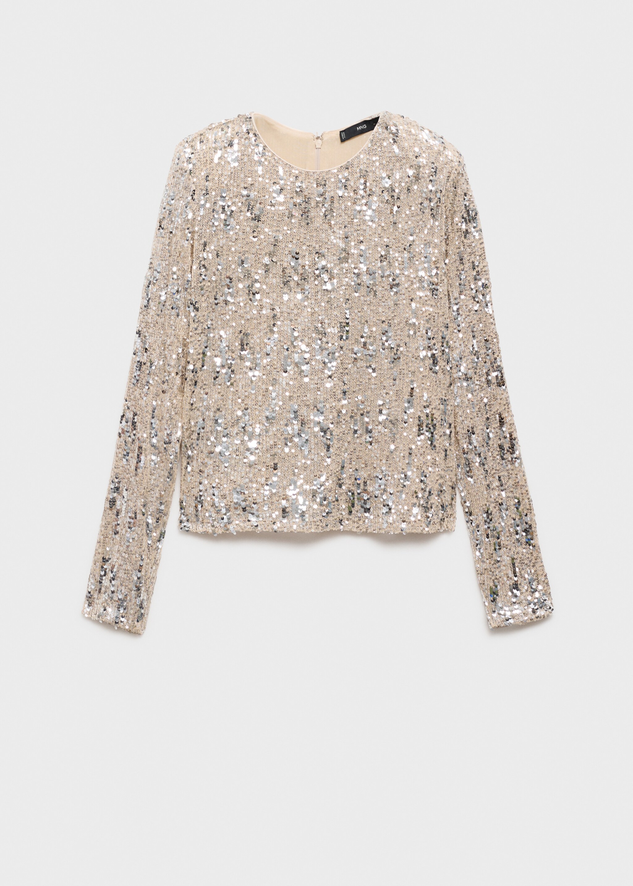 T-shirt met lange mouwen en pailletten - Artikel zonder model, Zilver. Ref: 77009085-00.