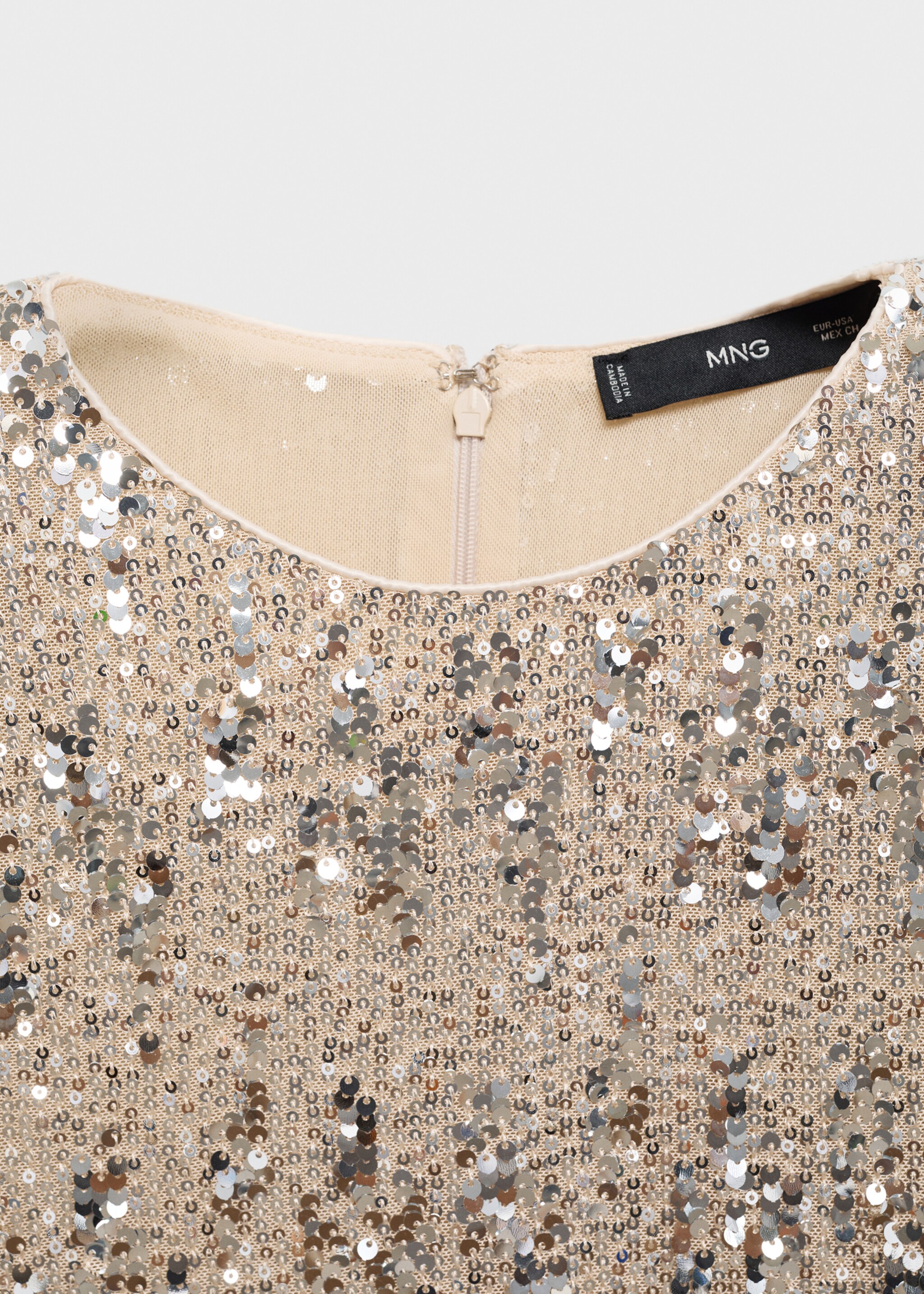 T-shirt met lange mouwen en pailletten - Detail van het artikel 8, Zilver. Ref: 77009085-00.