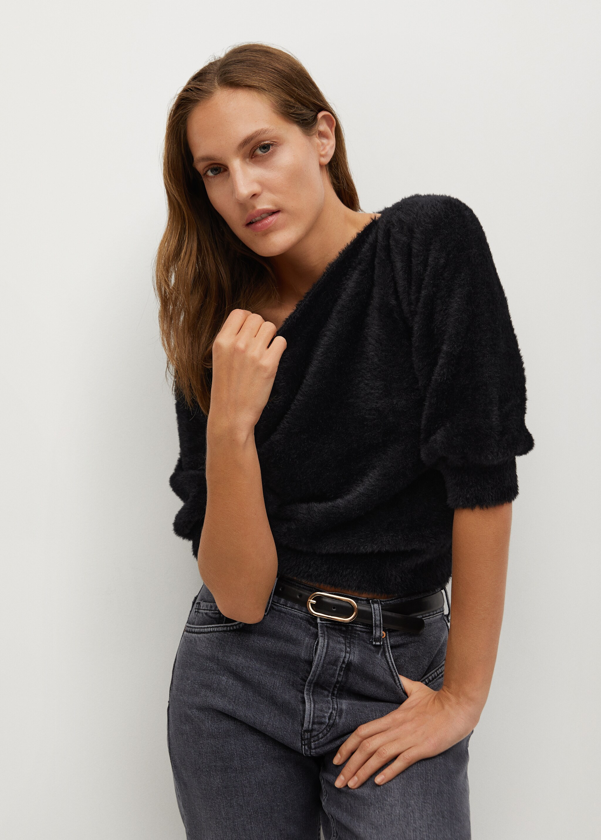 Faux-fur textured sweater - Medium plane