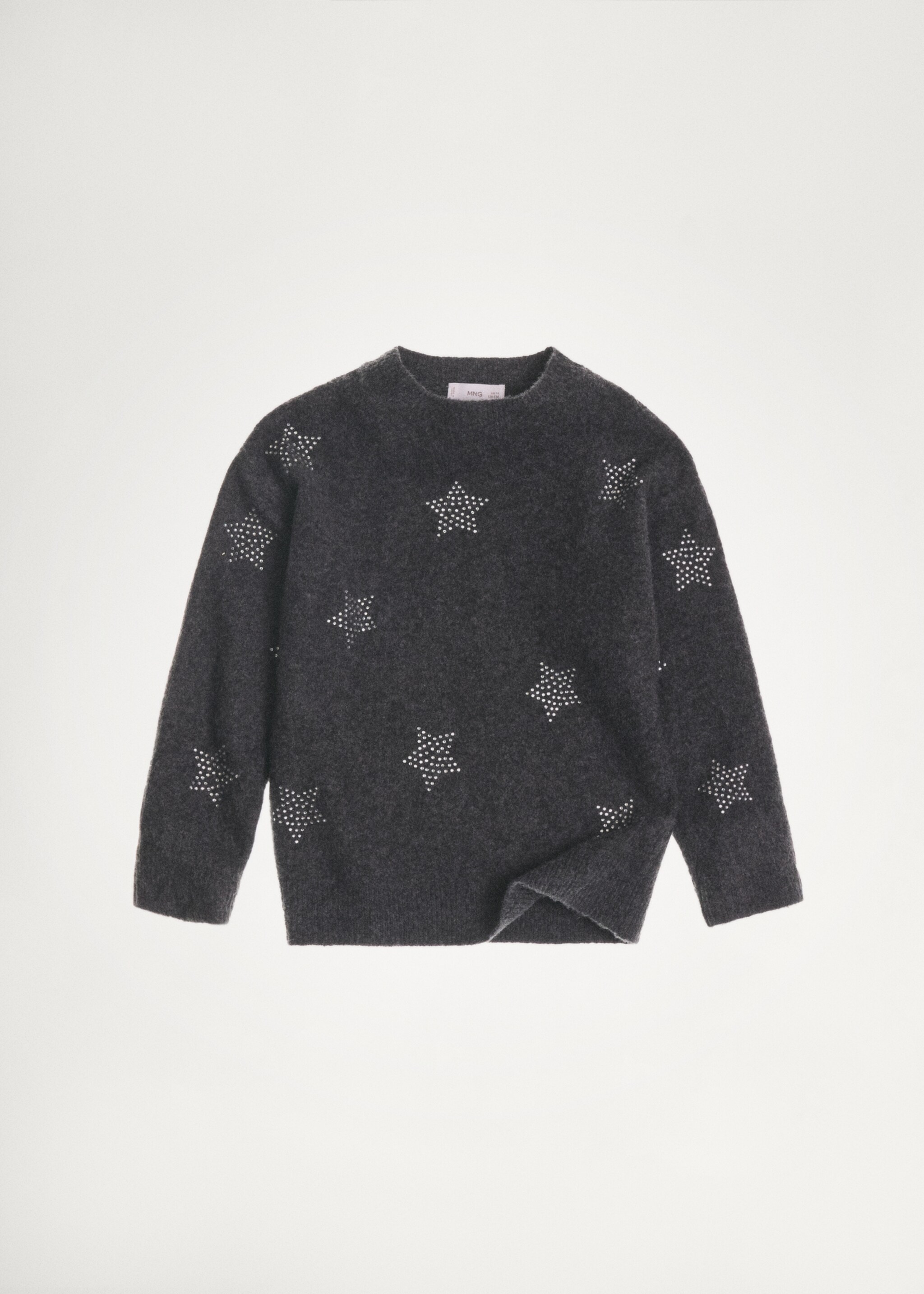 Stars knitted sweater - Details of the article 6, Charcoal. Ref: 77009241-00.