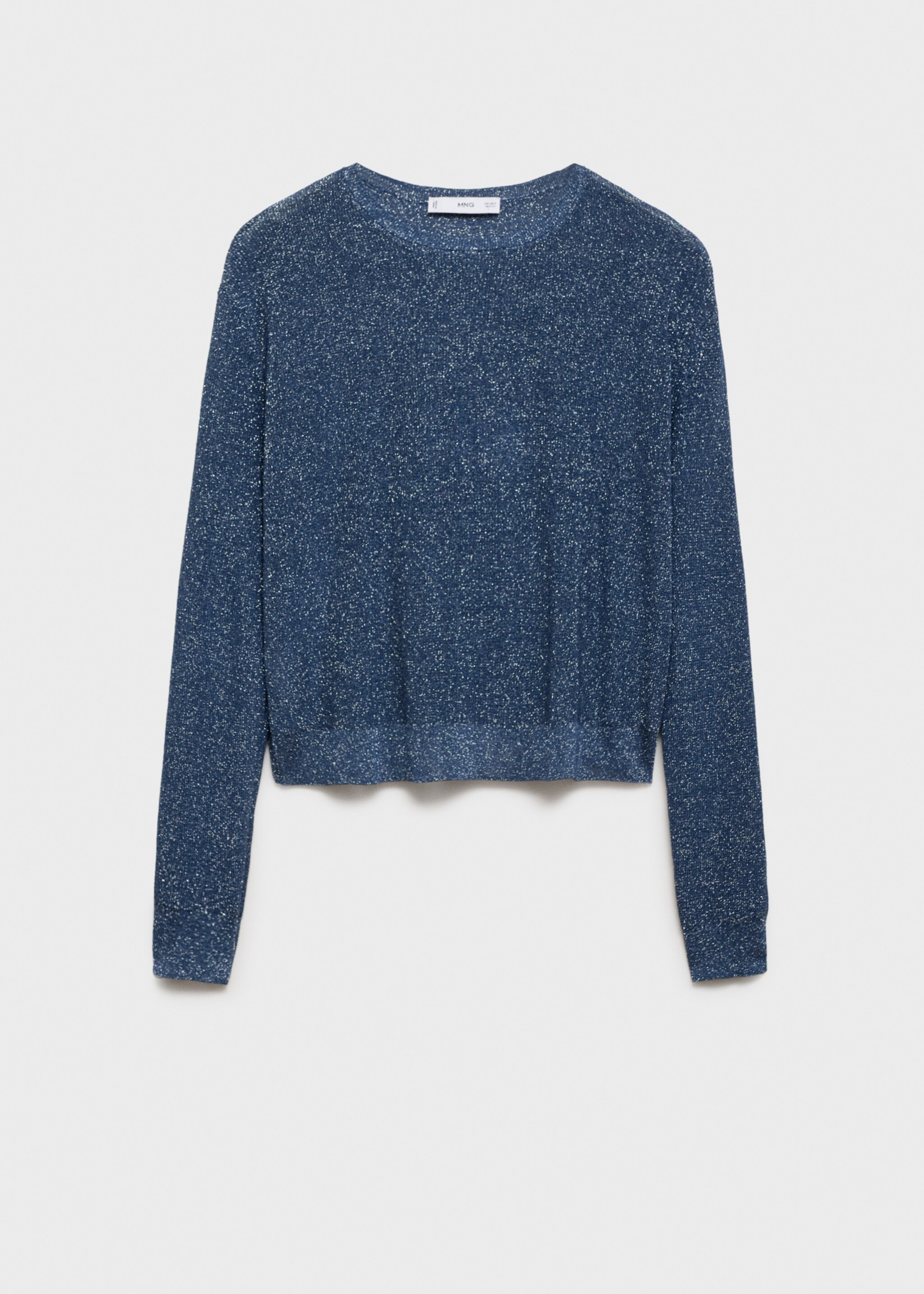 Crewneck lurex sweater - Article without model, Dark Navy. Ref: 77009244-00.