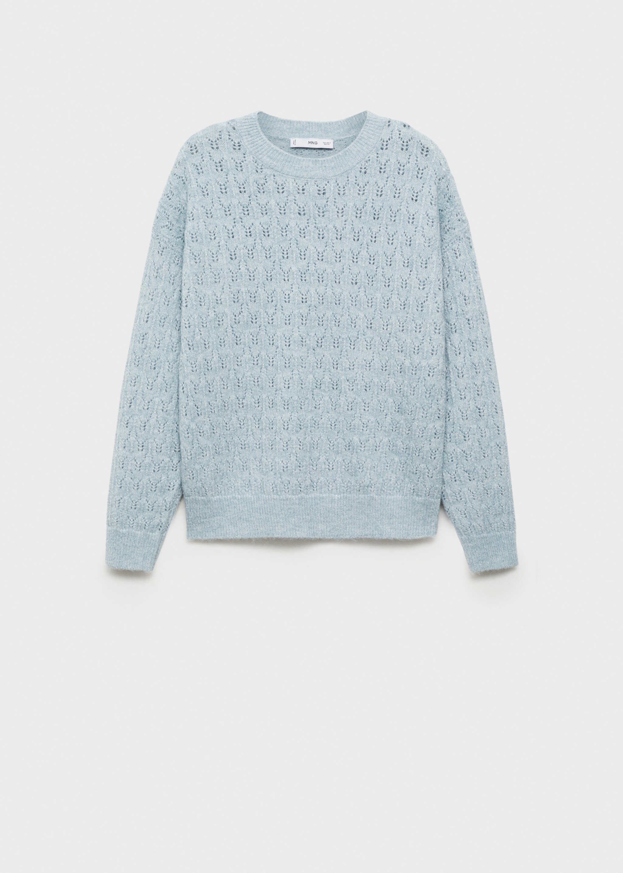 Openwork sweater with lúrex details - Article without model, Sky Blue. Ref: 77009245-00.