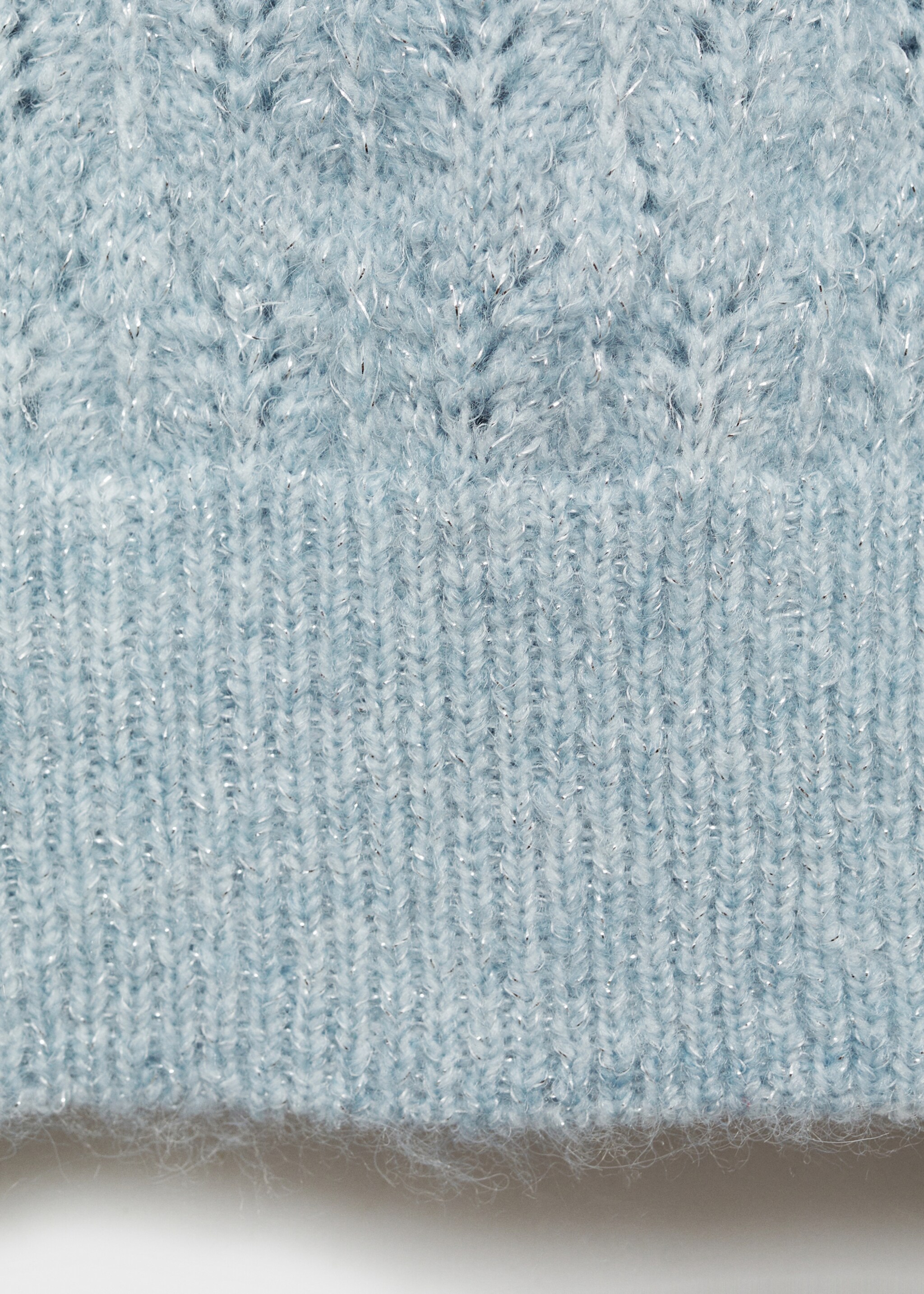 Openwork sweater with lúrex details - Details of the article 0, Sky Blue. Ref: 77009245-00.