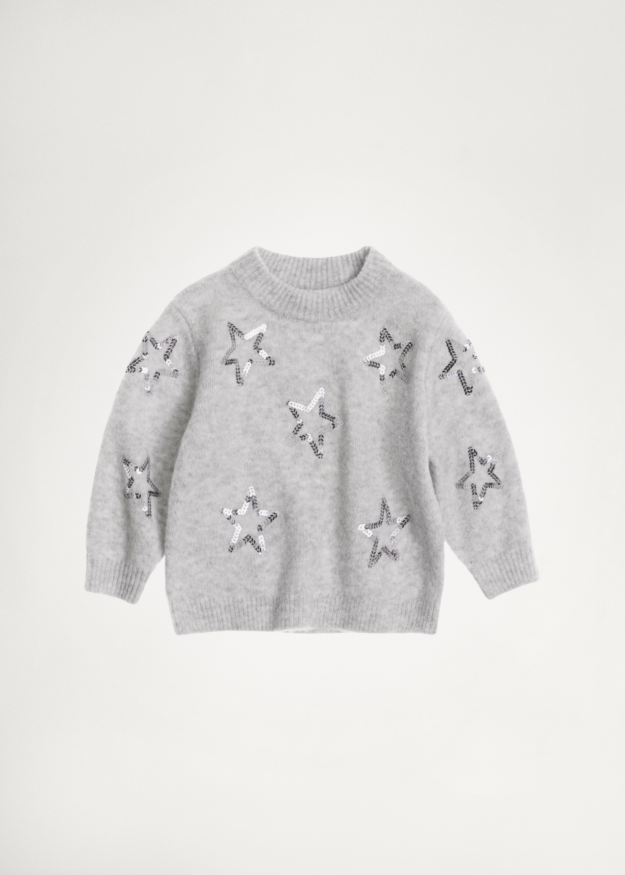 Pullover mit Pailletten-Sternen - Detail des Artikels 5, Hellgrau meliert. Ref: 77009246-00.