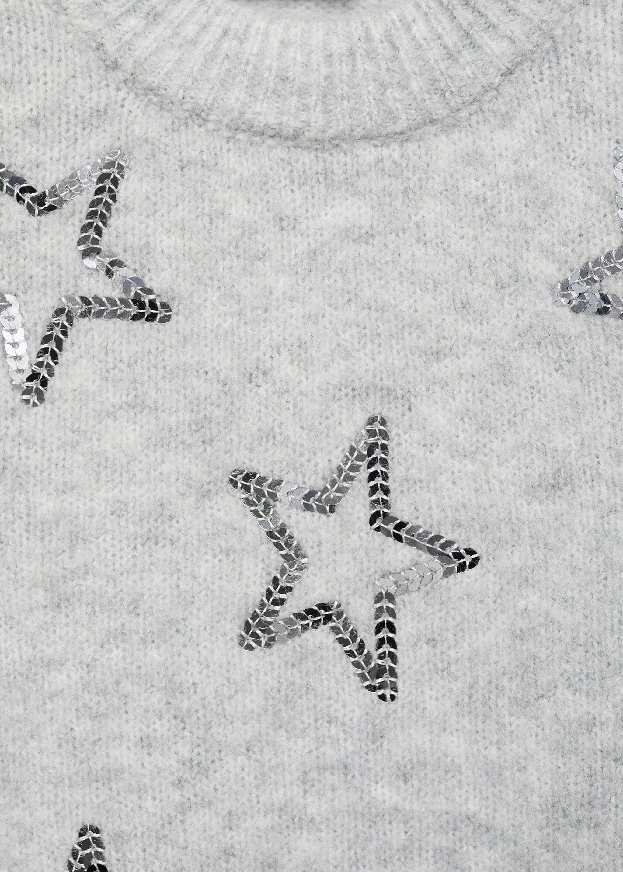 Pullover mit Pailletten-Sternen - Detail des Artikels 8, Hellgrau meliert. Ref: 77009246-00.