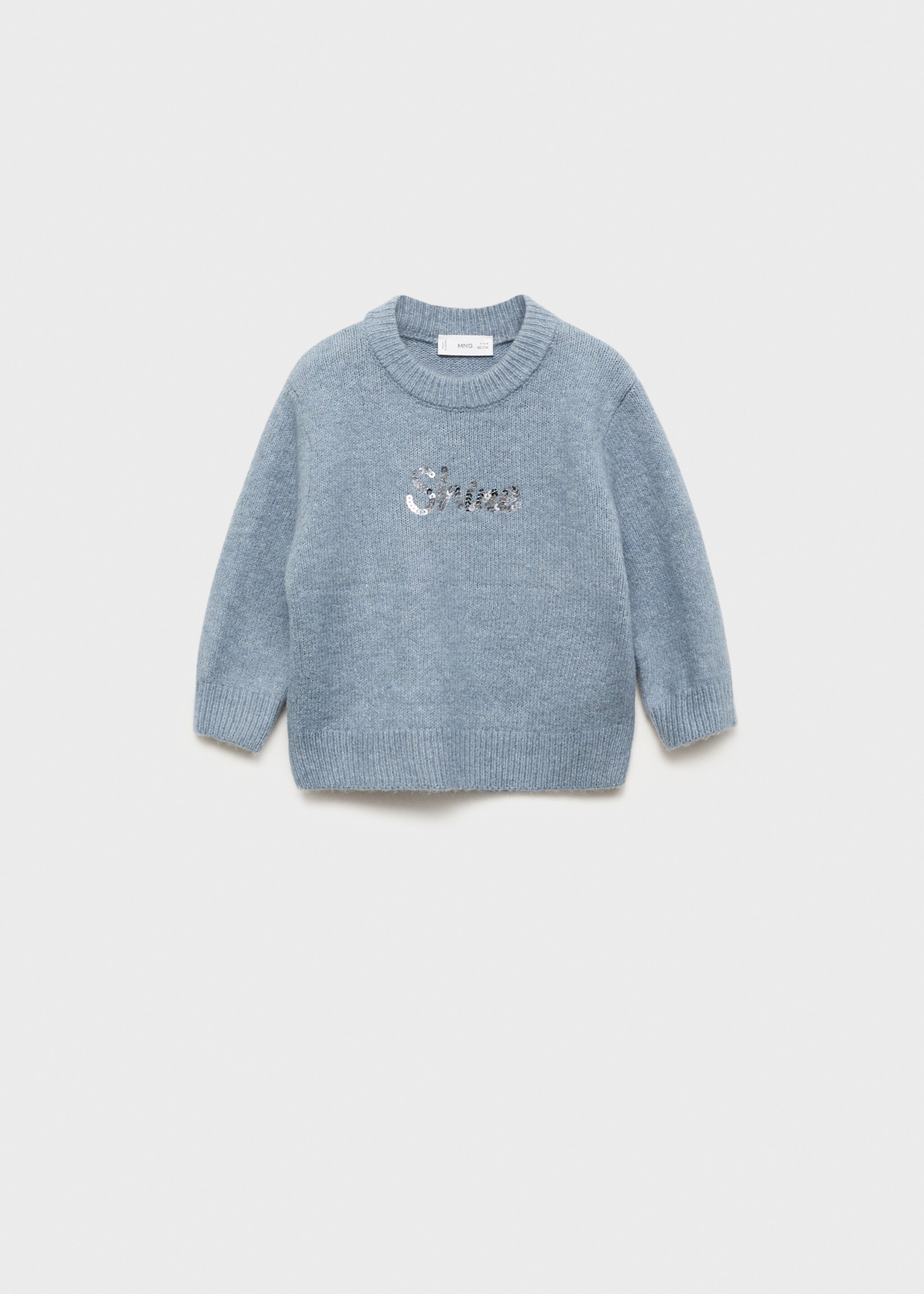 Sequin message sweater - Article without model, Light Heather Grey. Ref: 77009247-00.