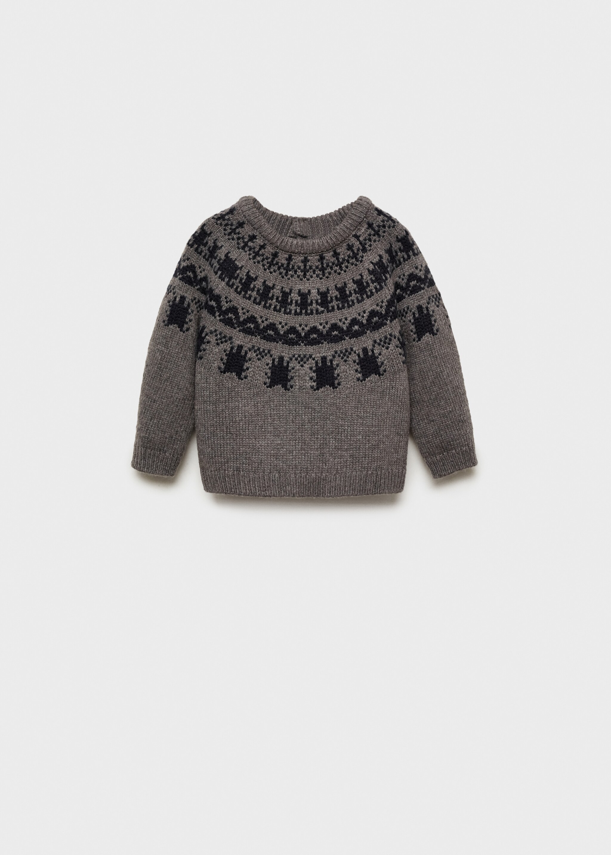 Pull jacquard en laine - Article sans modèle, Gris chiné moyen. Ref: 77009250-00.
