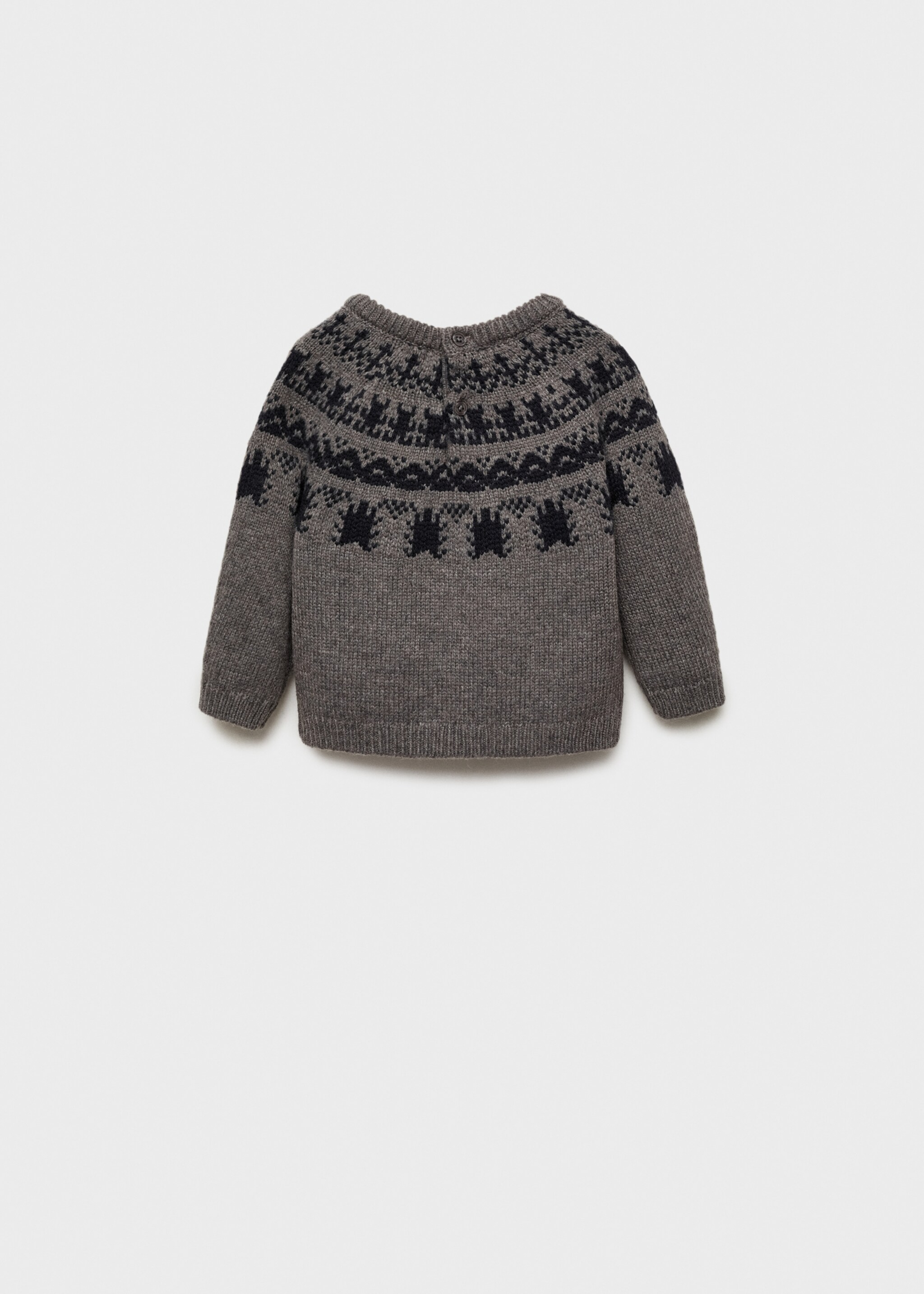 Pull jacquard en laine - Verso de l’article, Gris chiné moyen. Ref: 77009250-00.