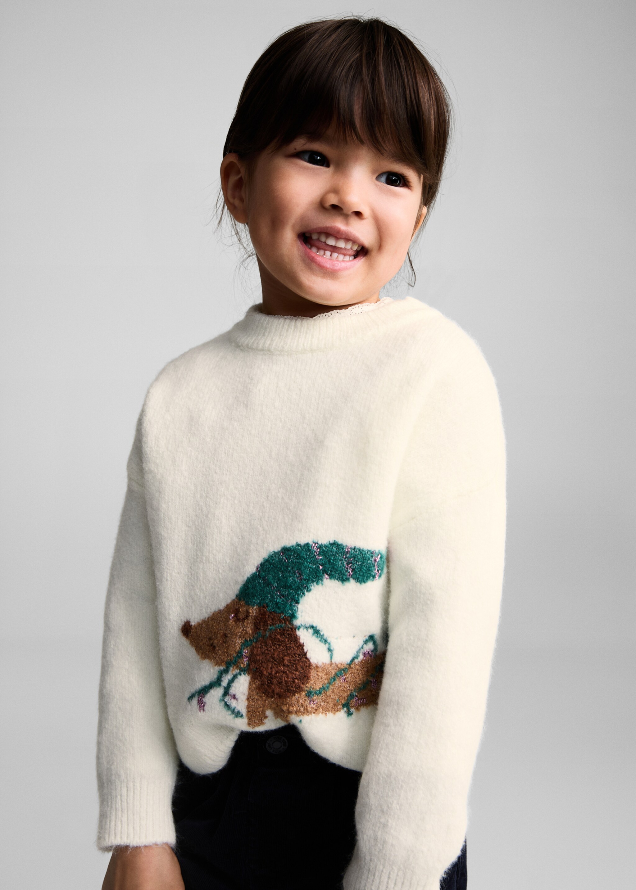 Doggy knit sweater - Medium plane, Ecru. Ref: 77009252-00.