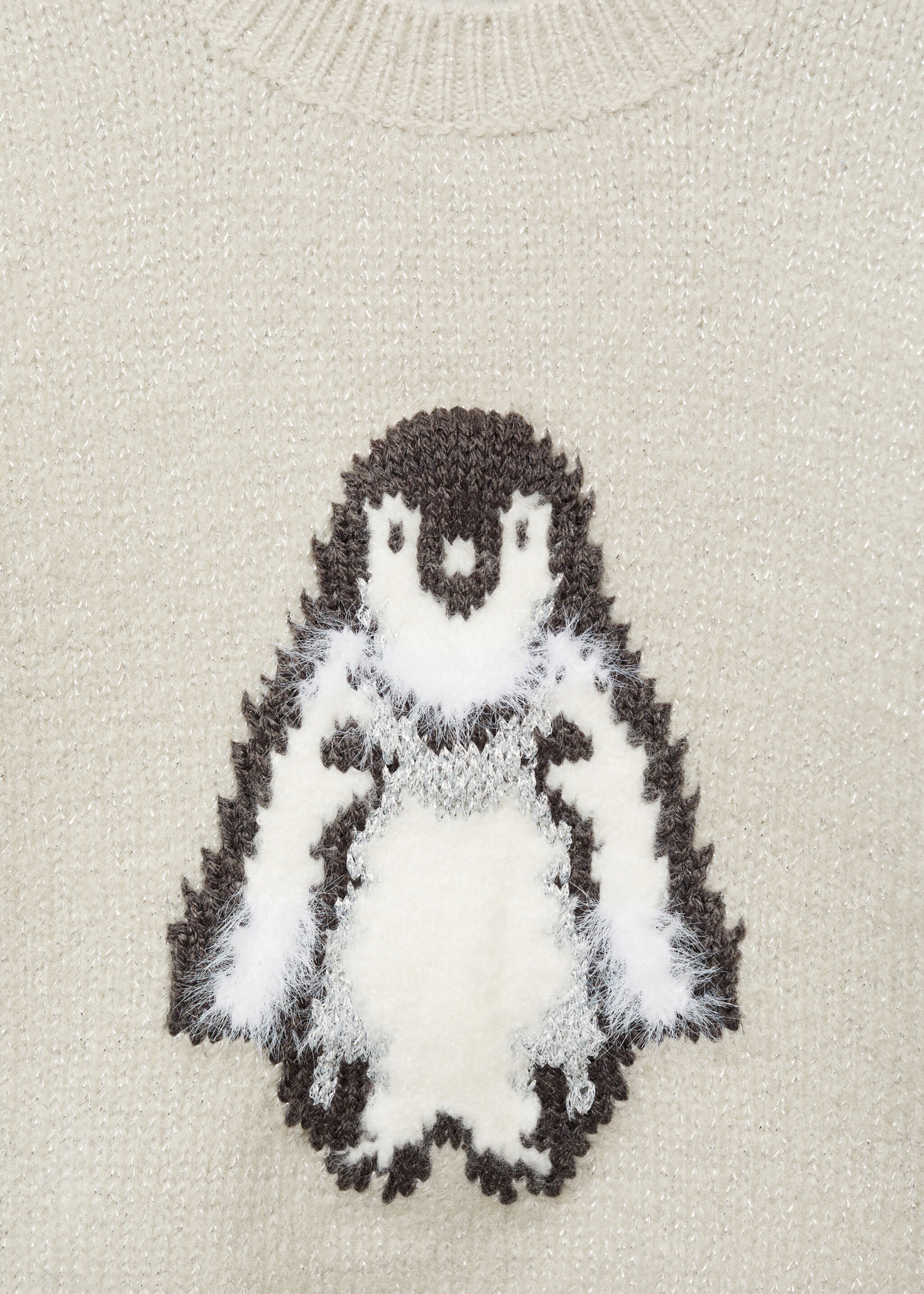 Penguin embroidered knit sweater - Details of the article 8, Light/Pastel Grey. Ref: 77009253-00.