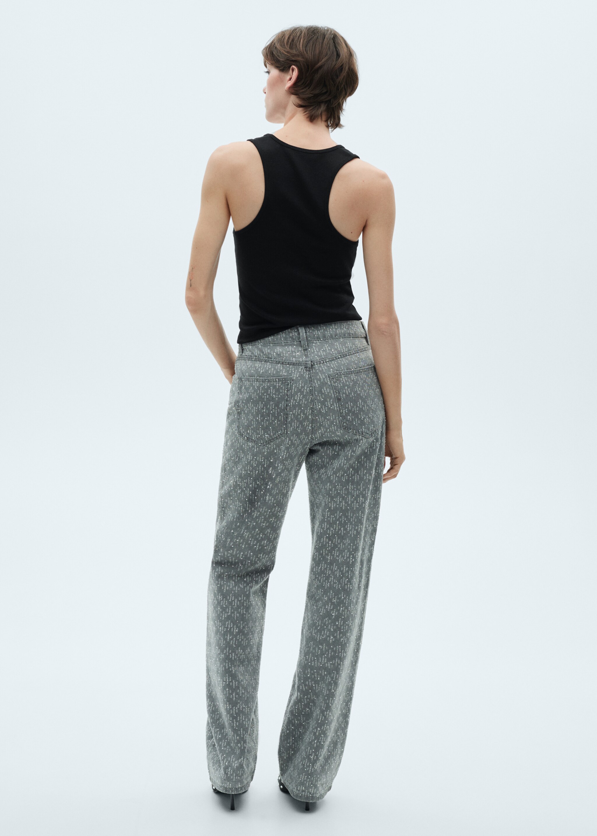 Cotton top with wide straps - Reverse of the article, Black. Ref: 77009407-00.
