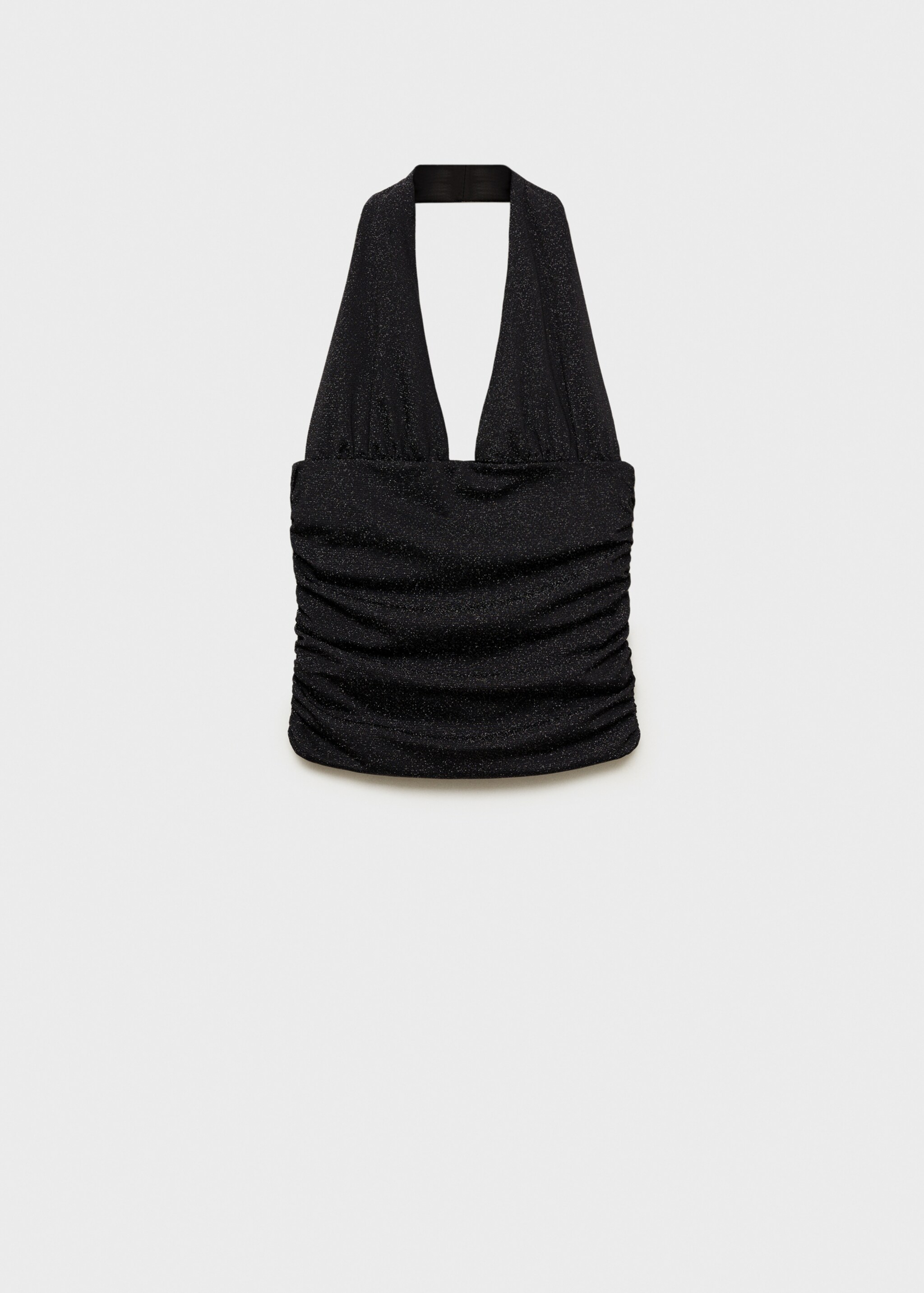 Halter-neck lurex knitted top - Article without model, Black. Ref: 77009408-00.