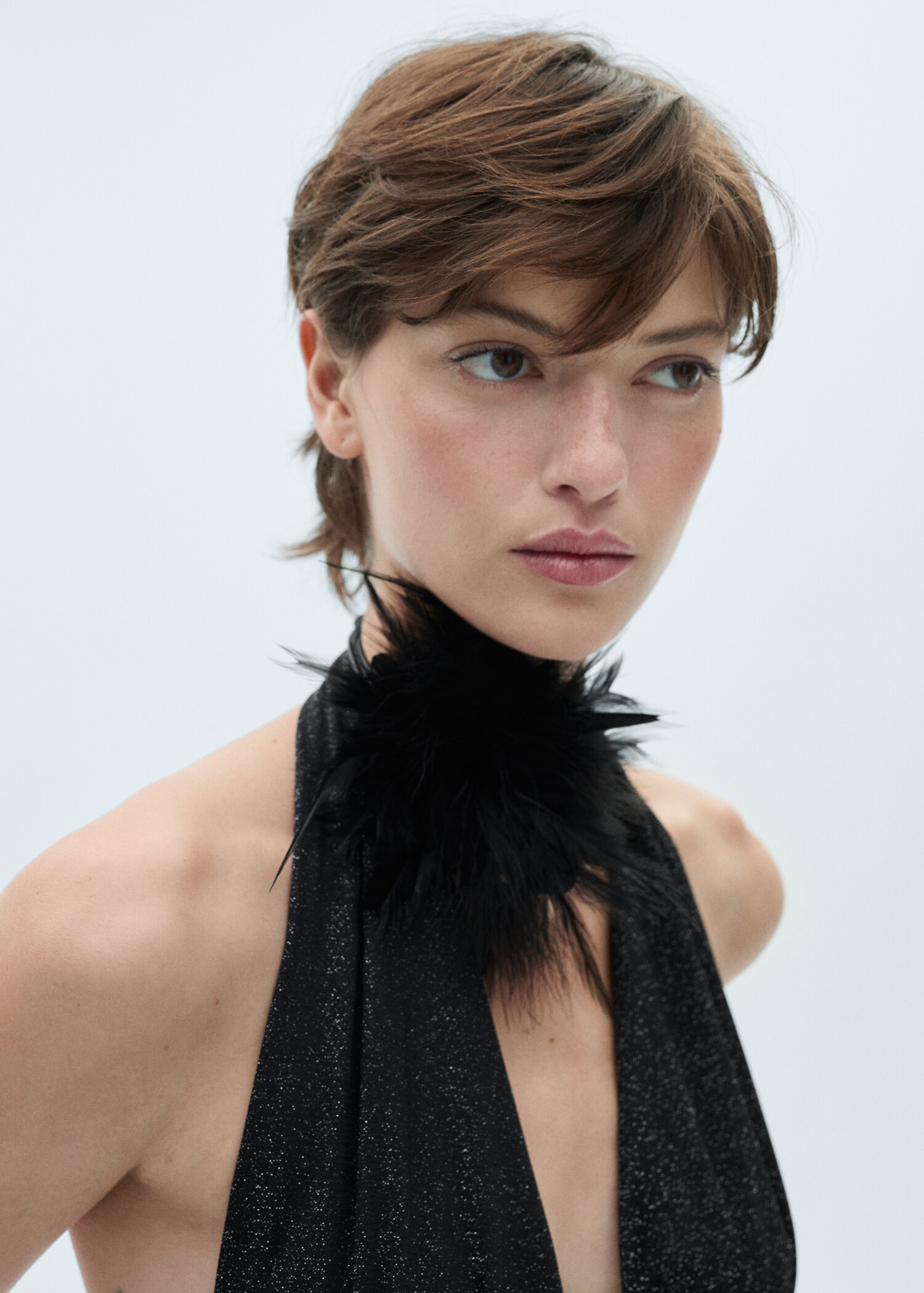 Halter-neck lurex knitted top - Details of the article 1