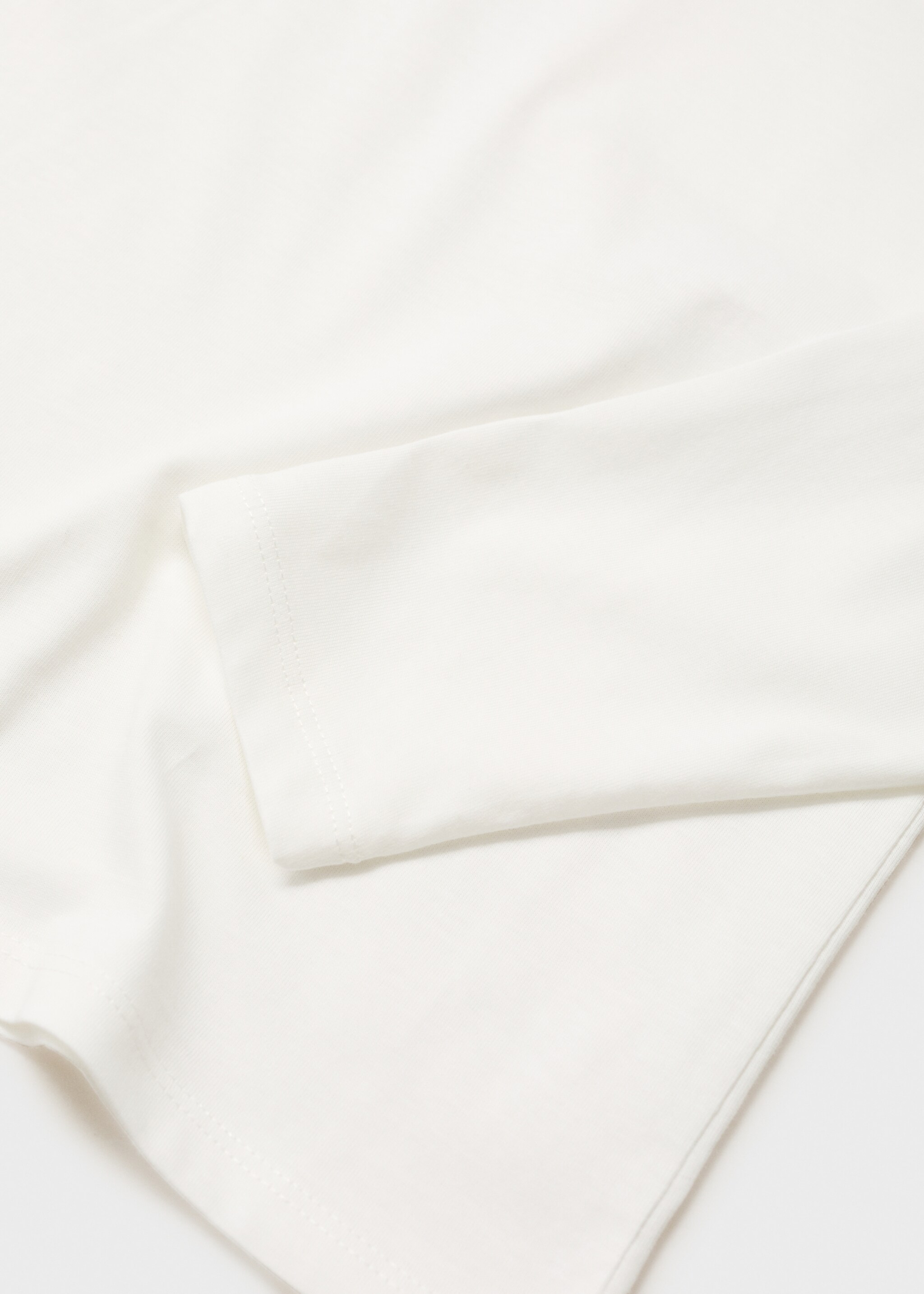 T-shirt coton détail brodé - Détail de l'article 0, Blanc cassé. Ref: 77009409-00.