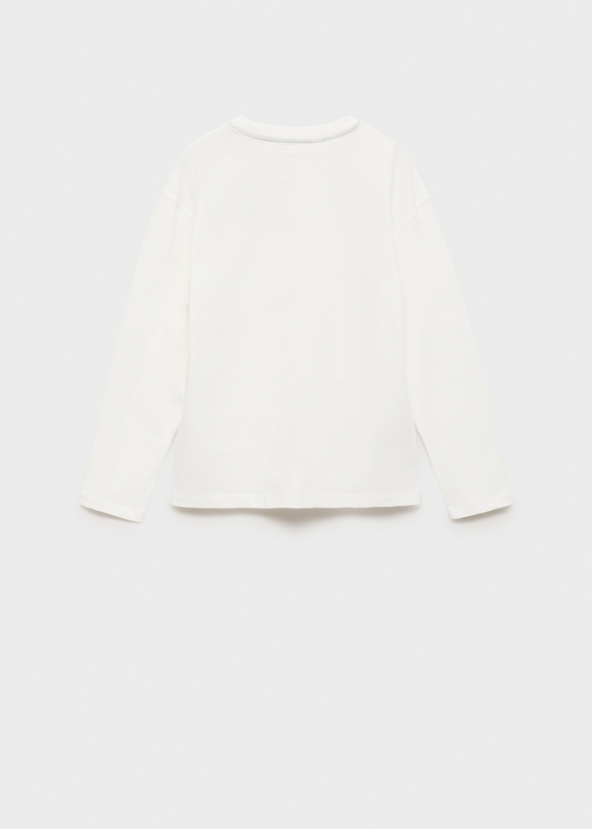 T-shirt coton détail brodé - Verso de l’article, Blanc cassé. Ref: 77009409-00.