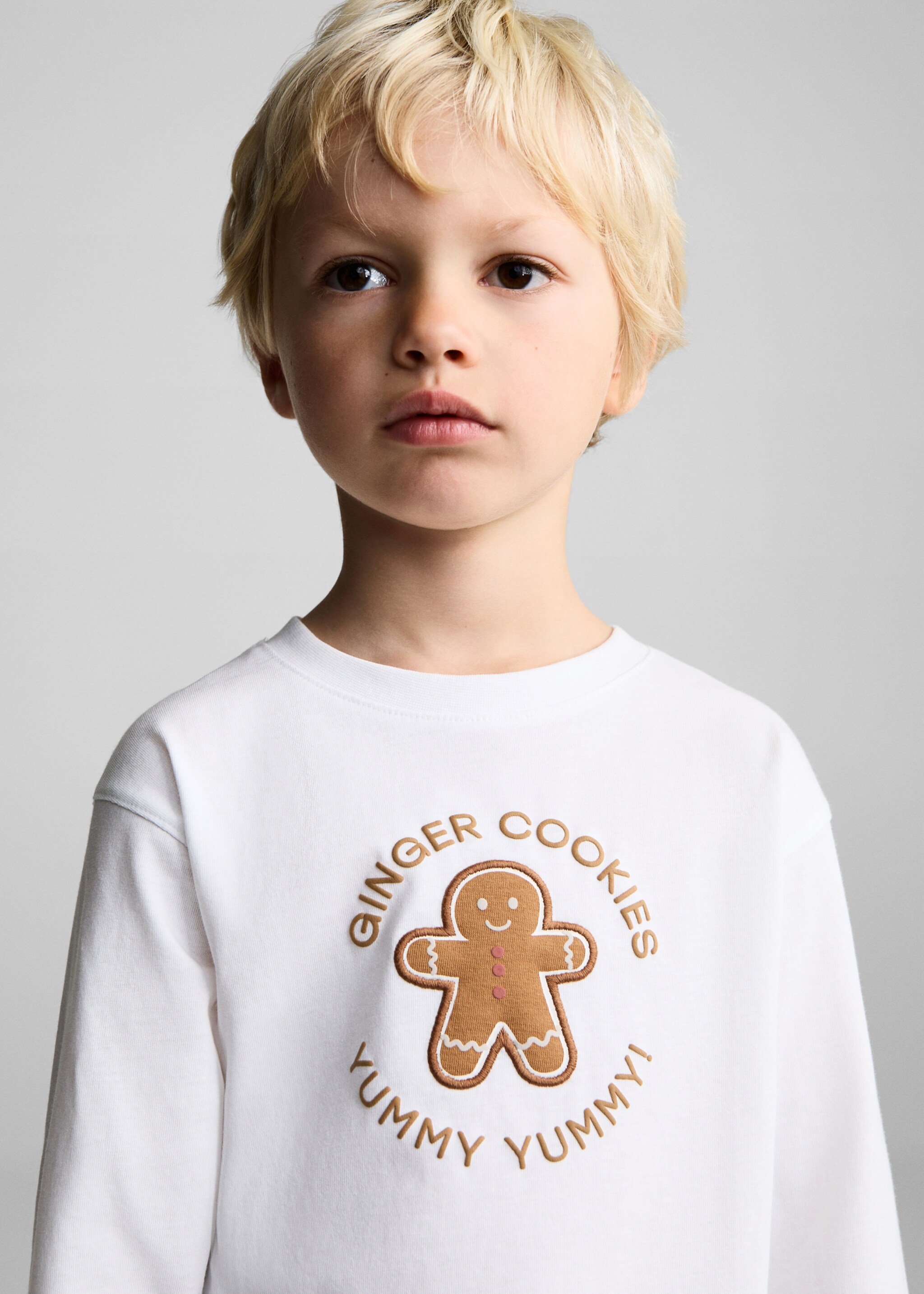 Christmas-print t-shirt - Details of the article 1, Off White. Ref: 77009411-00.
