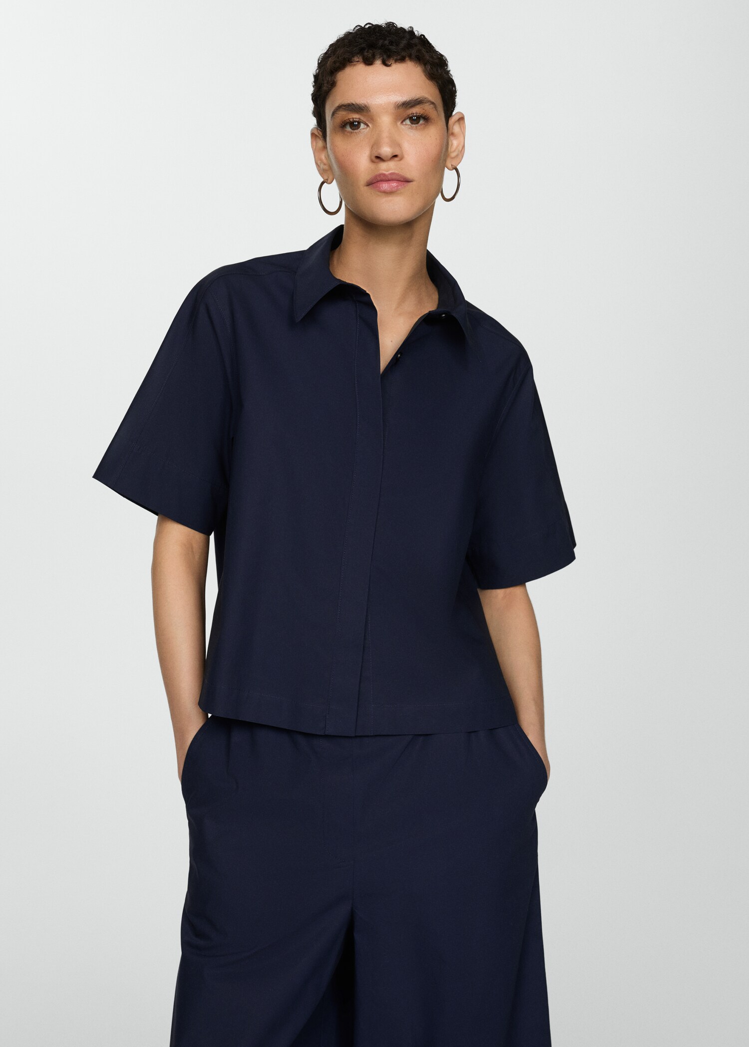 Cotton wideleg trousers - Details of the article 1