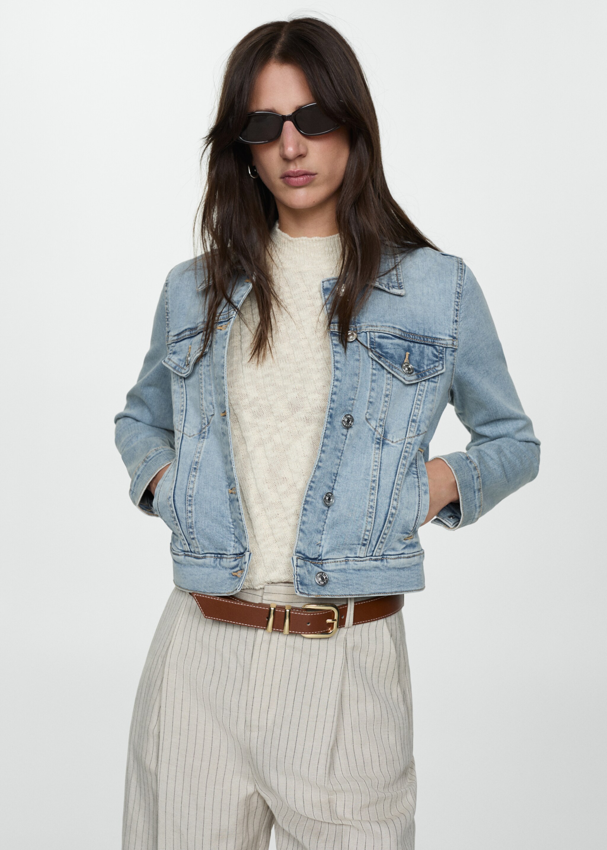 Blouson jean poches - Plan moyen