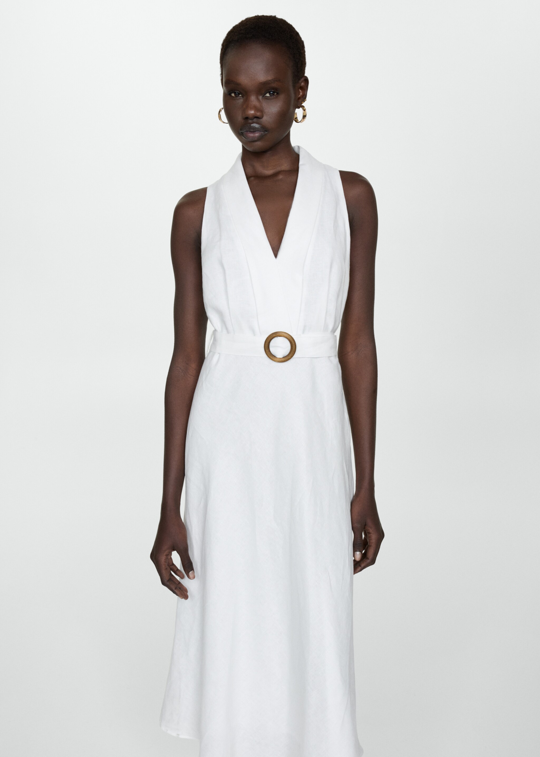 Belt linen dress - Medium plane