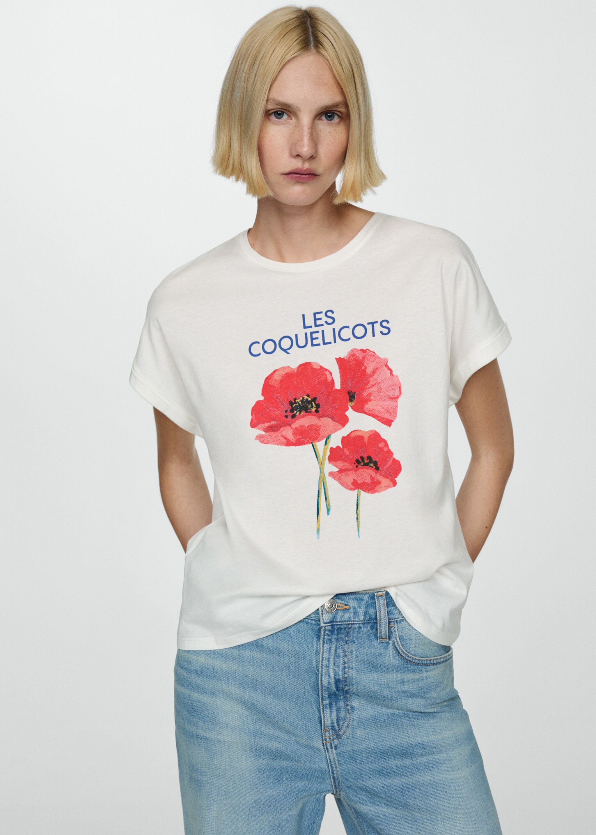 Printed cotton-blend T-shirt - Medium plane, Off White. Ref: 77010352-00.