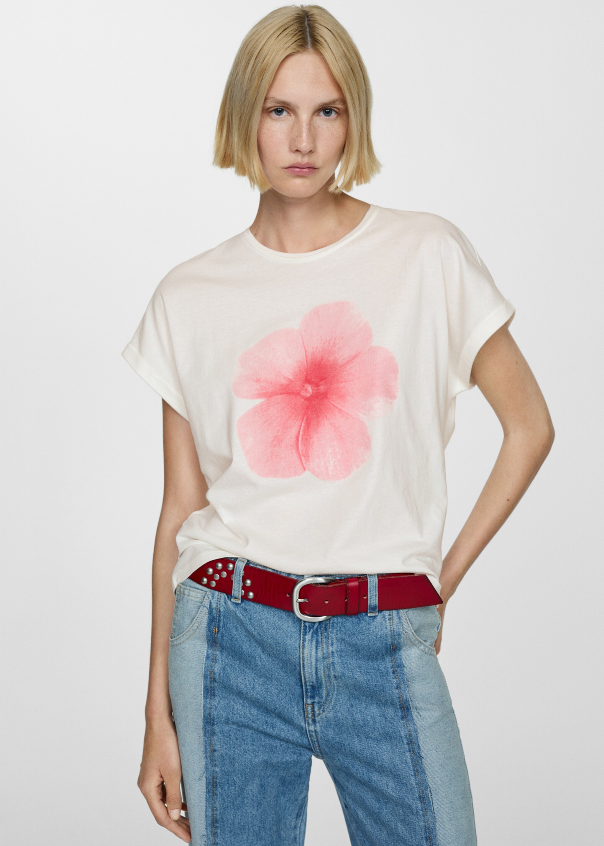 Printed cotton-blend T-shirt - Medium plane