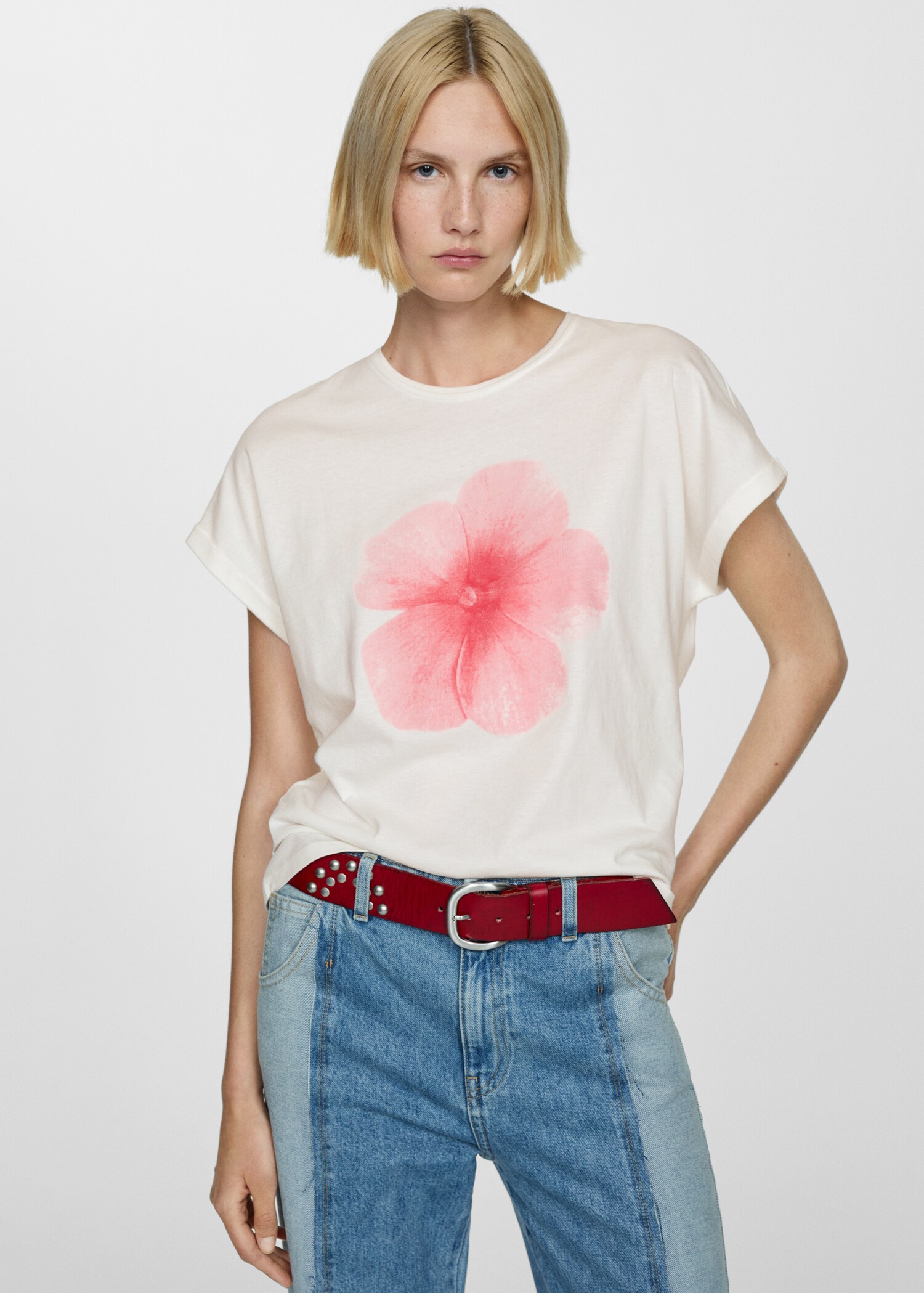 Printed cotton-blend T-shirt - Medium plane