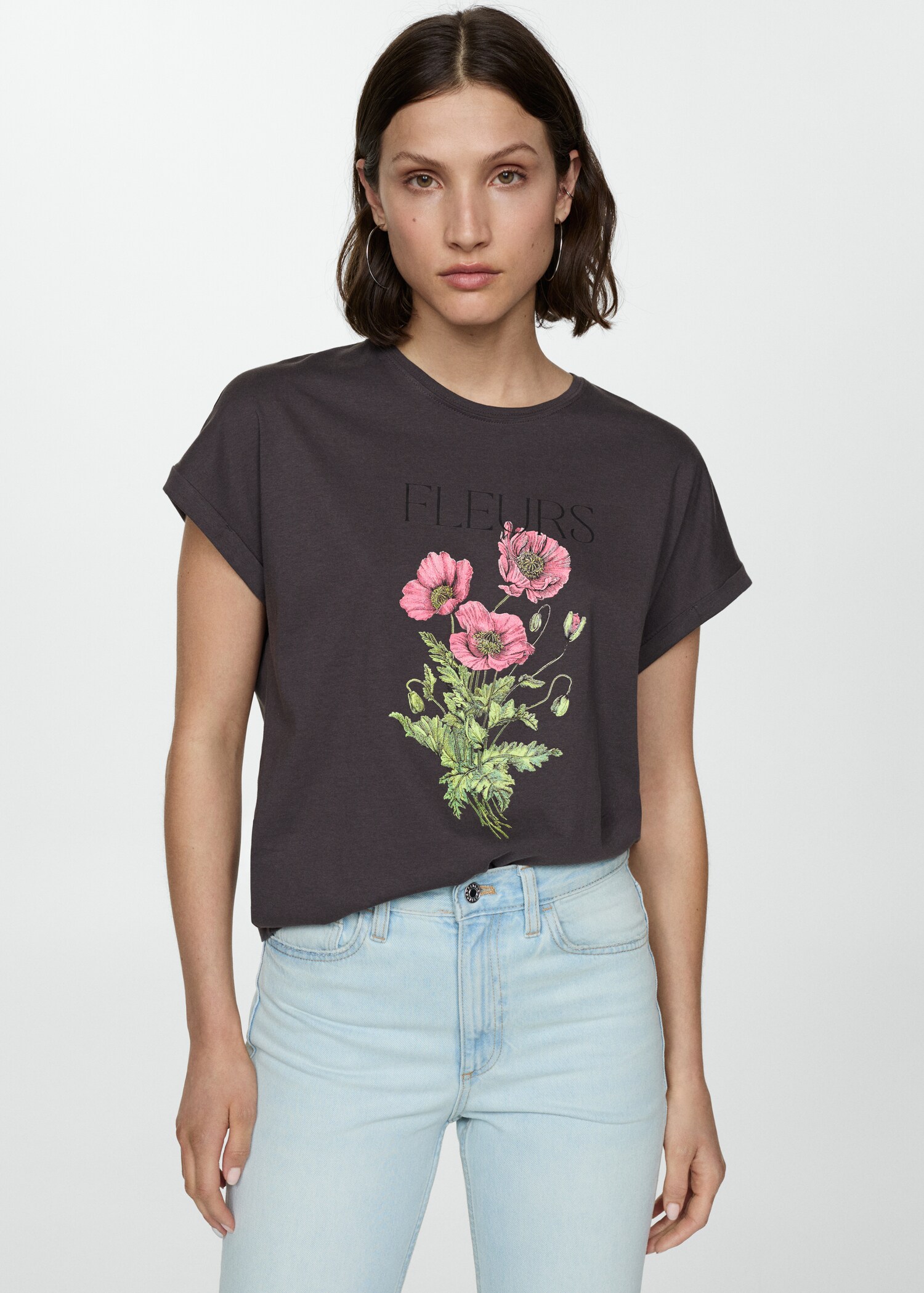 Printed cotton-blend T-shirt - Medium plane