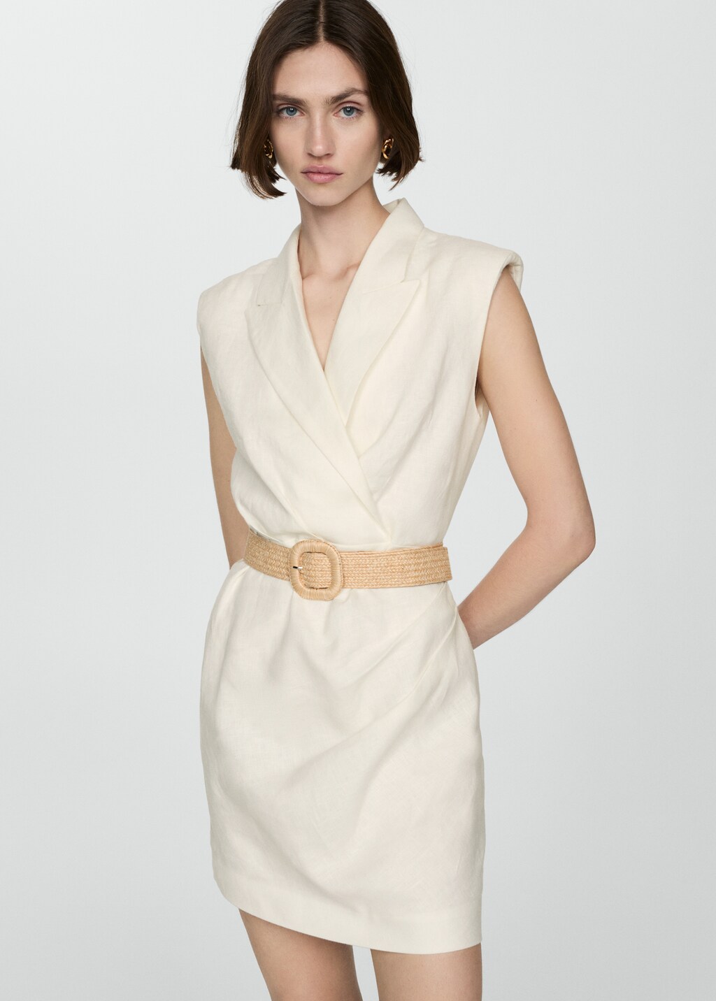 Belt linen dress - Women | MANGO OUTLET USA