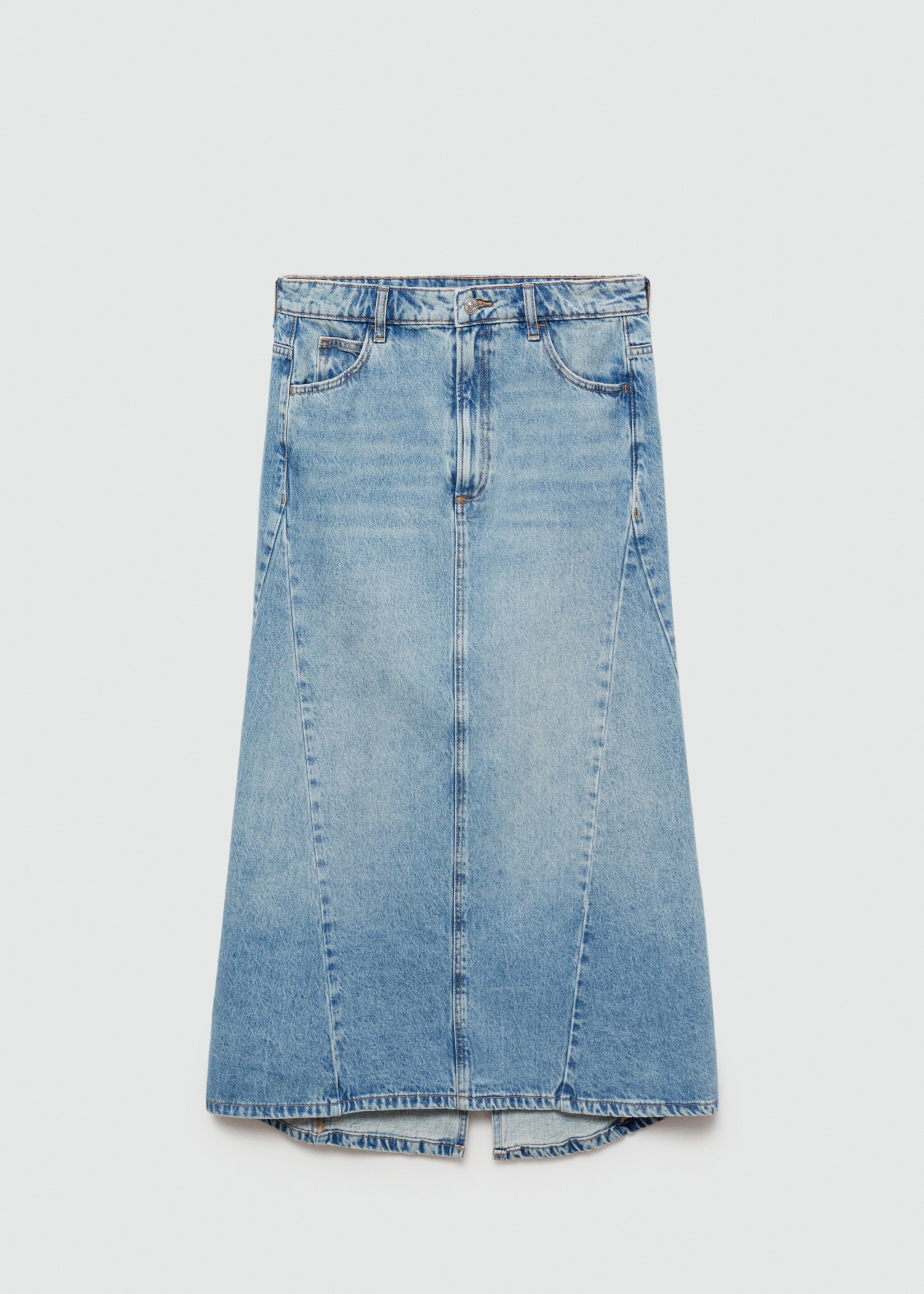 Slit denim skirt - Article without model, Medium Blue. Ref: 77010372-00.