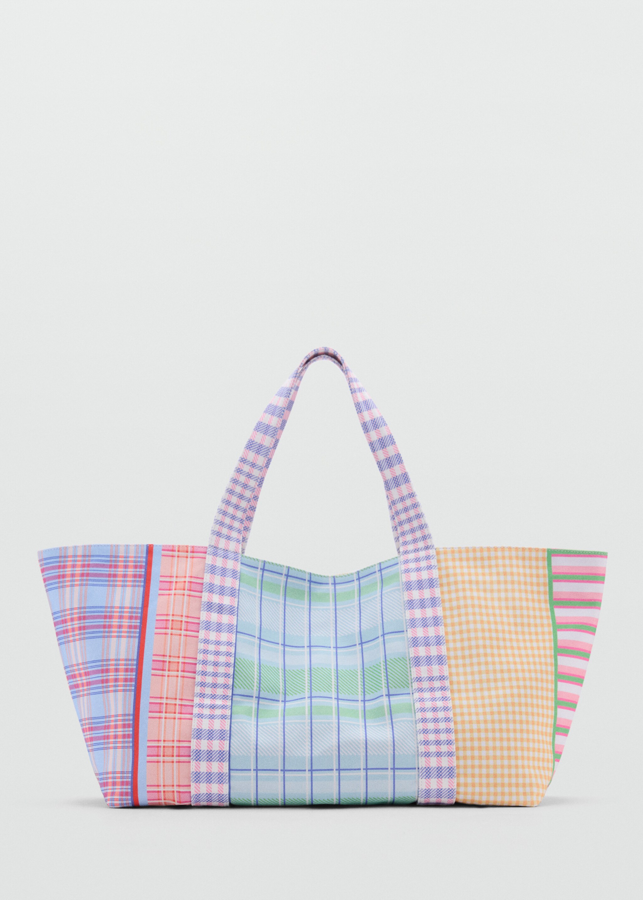 Bolso estampado cuadros - Artículo sin modelo, Azul. Ref: 77010388-00.
