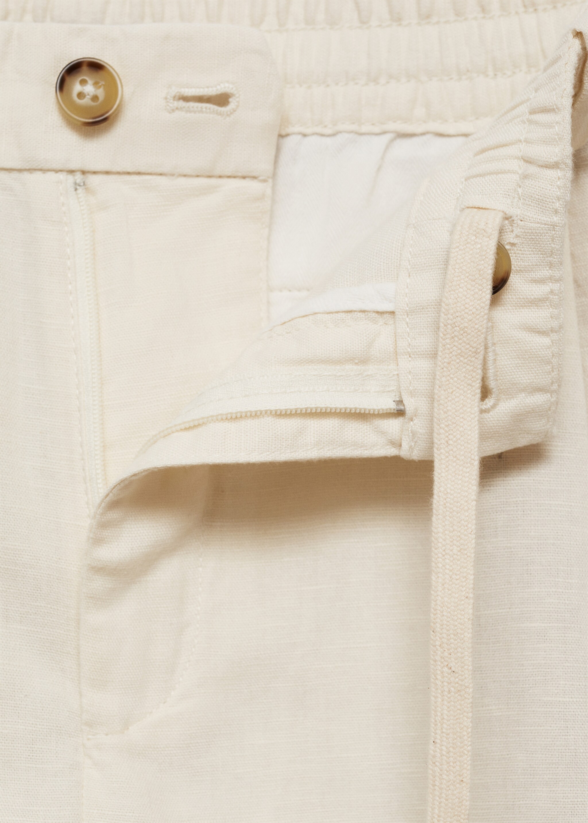 Slim-fit trousers with drawstring - Details of the article 0, Off White. Ref: 77010569-00.