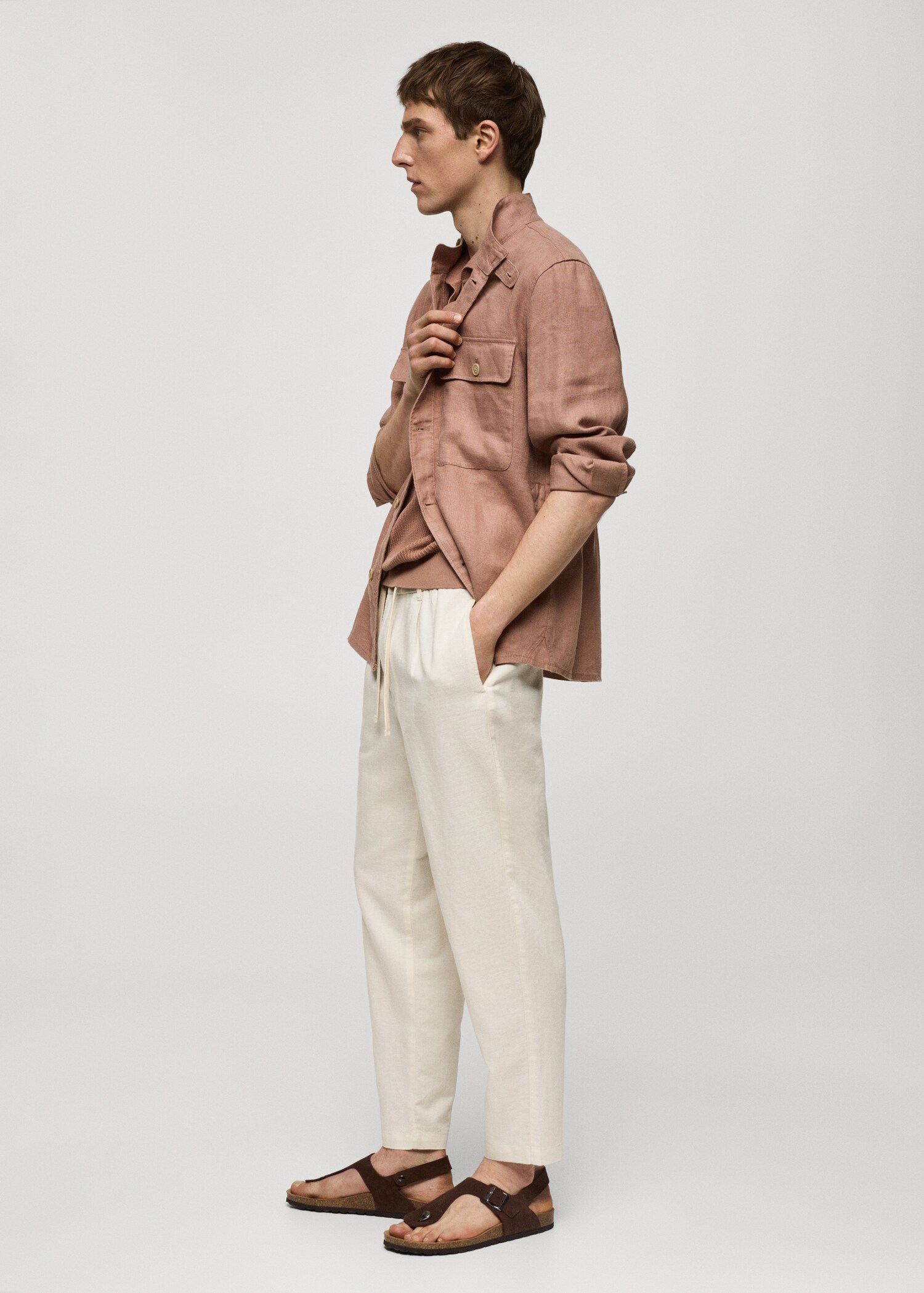 Slim Fit-Leinenhose mit Kordel - Detail des Artikels 2