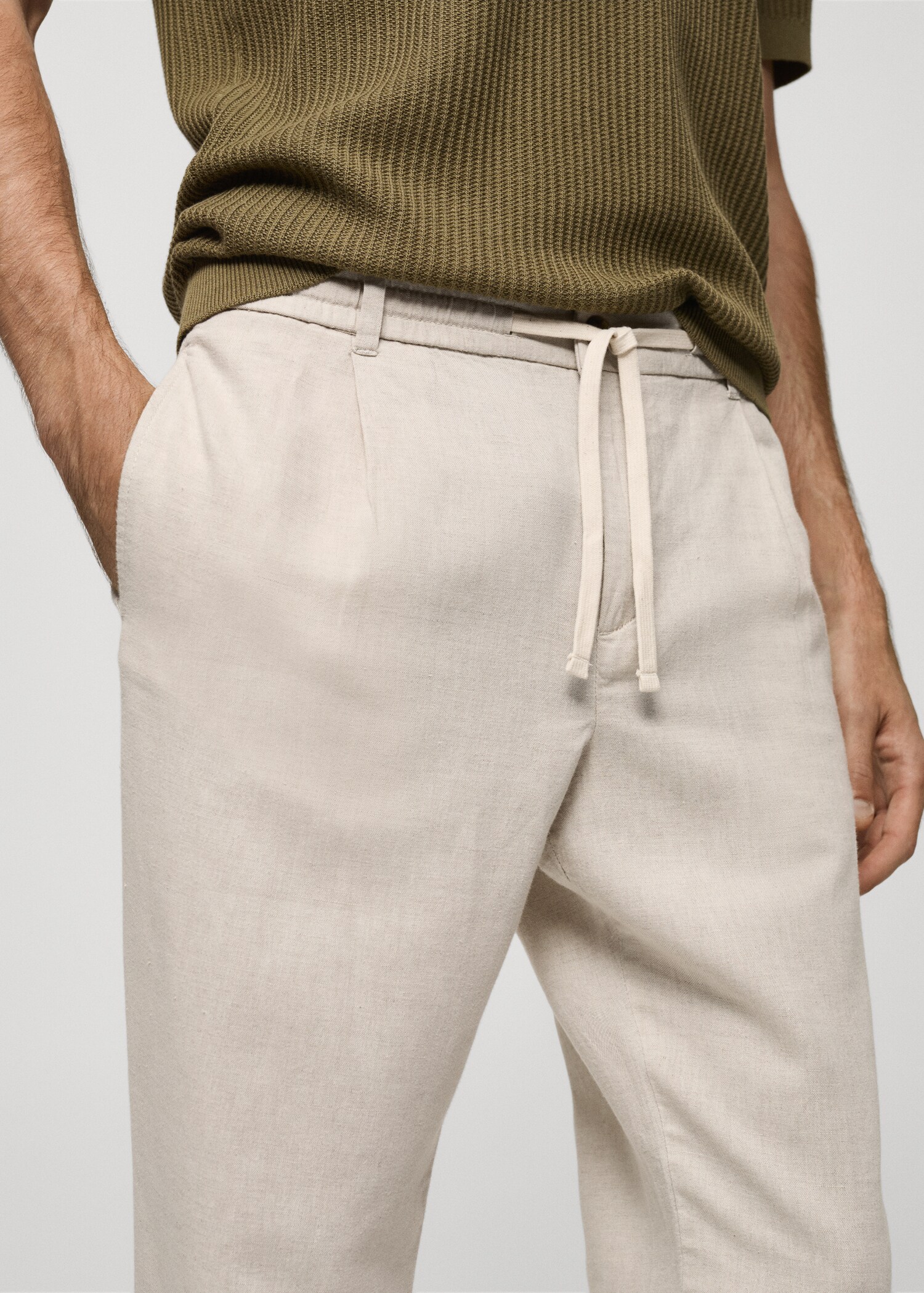 Slim Fit-Leinenhose mit Kordel - Detail des Artikels 1