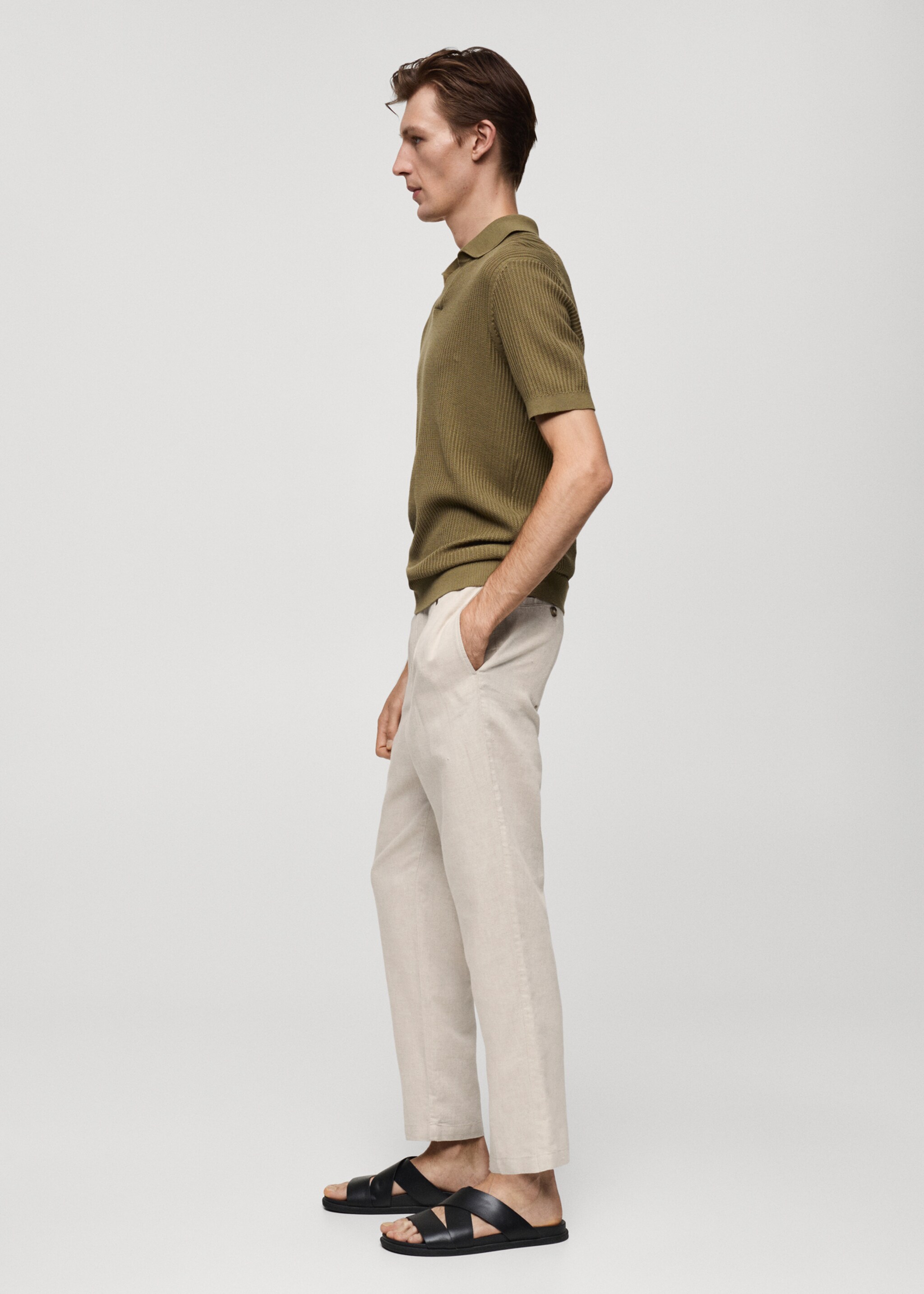 Slim Fit-Leinenhose mit Kordel - Detail des Artikels 2