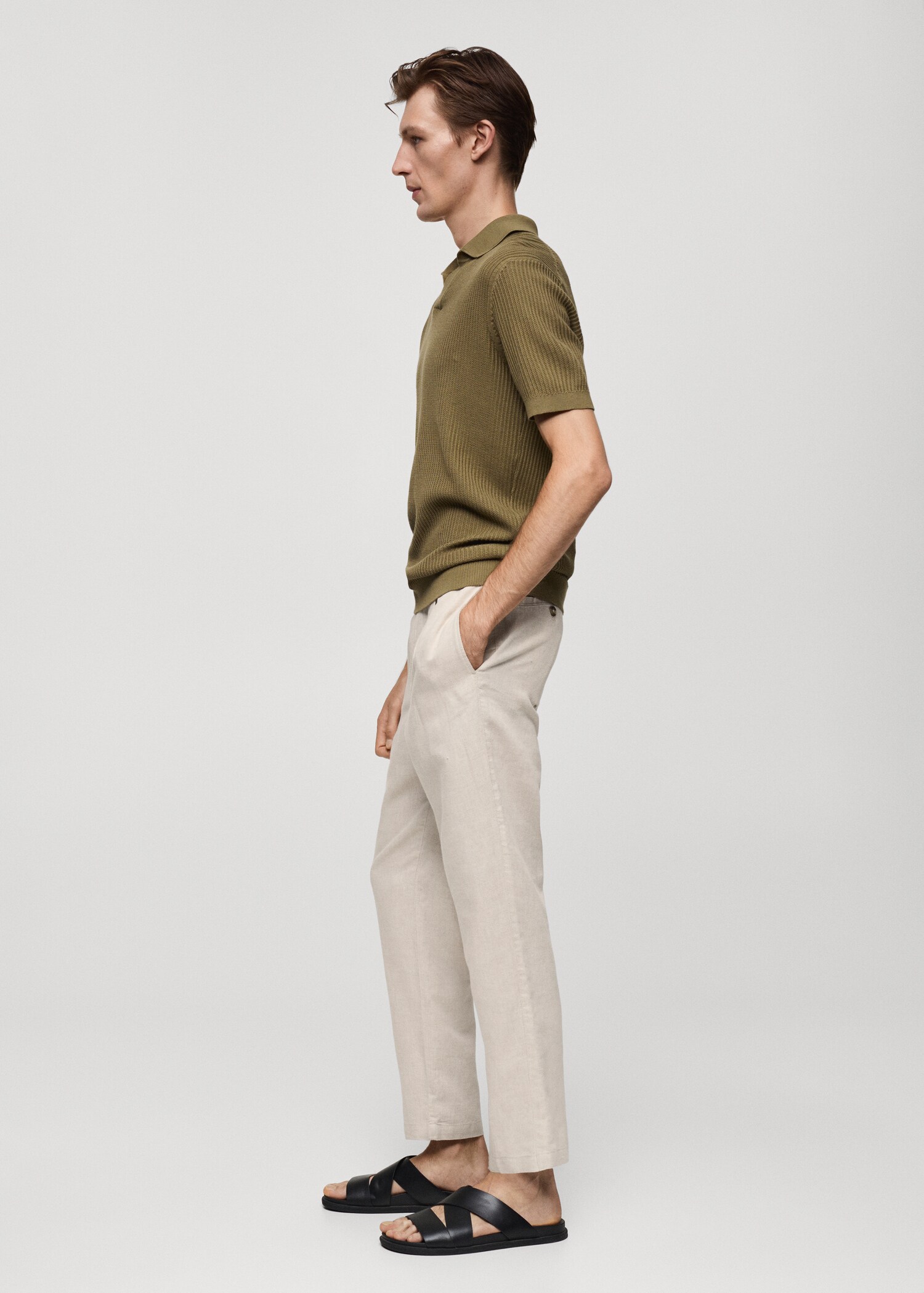 Slim Fit-Leinenhose mit Kordel - Detail des Artikels 2