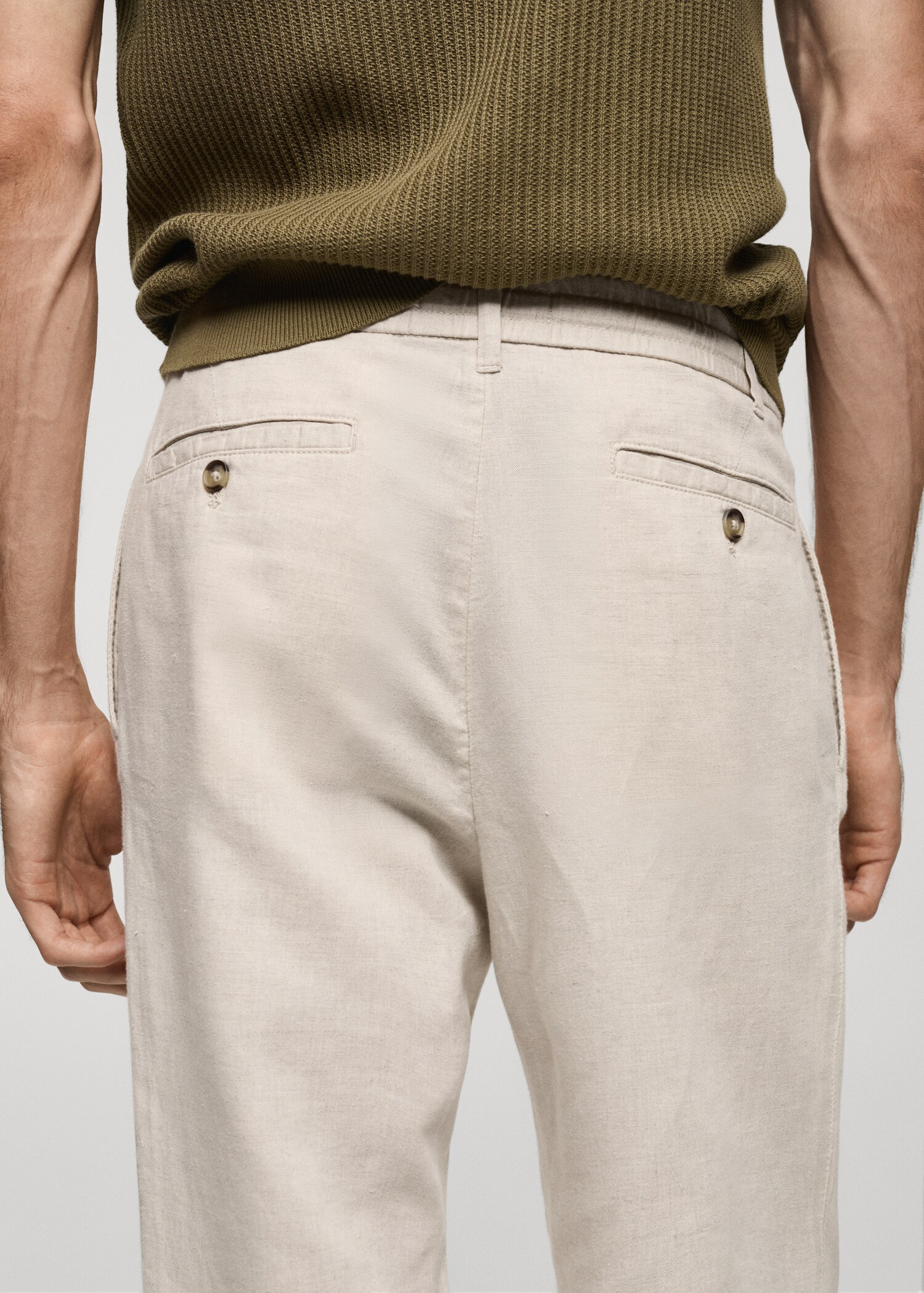 Slim Fit-Leinenhose mit Kordel - Detail des Artikels 6