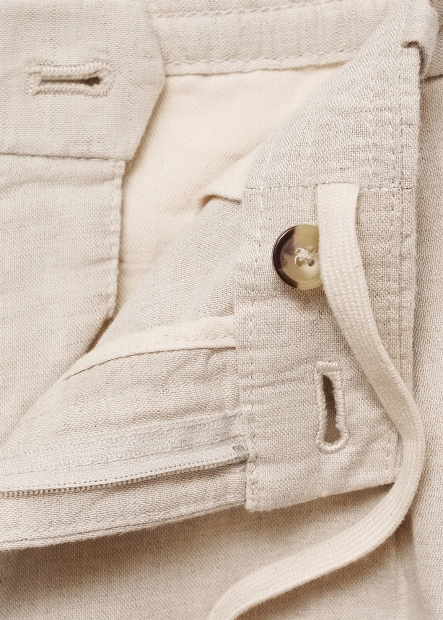 Slim Fit-Leinenhose mit Kordel - Detail des Artikels 8