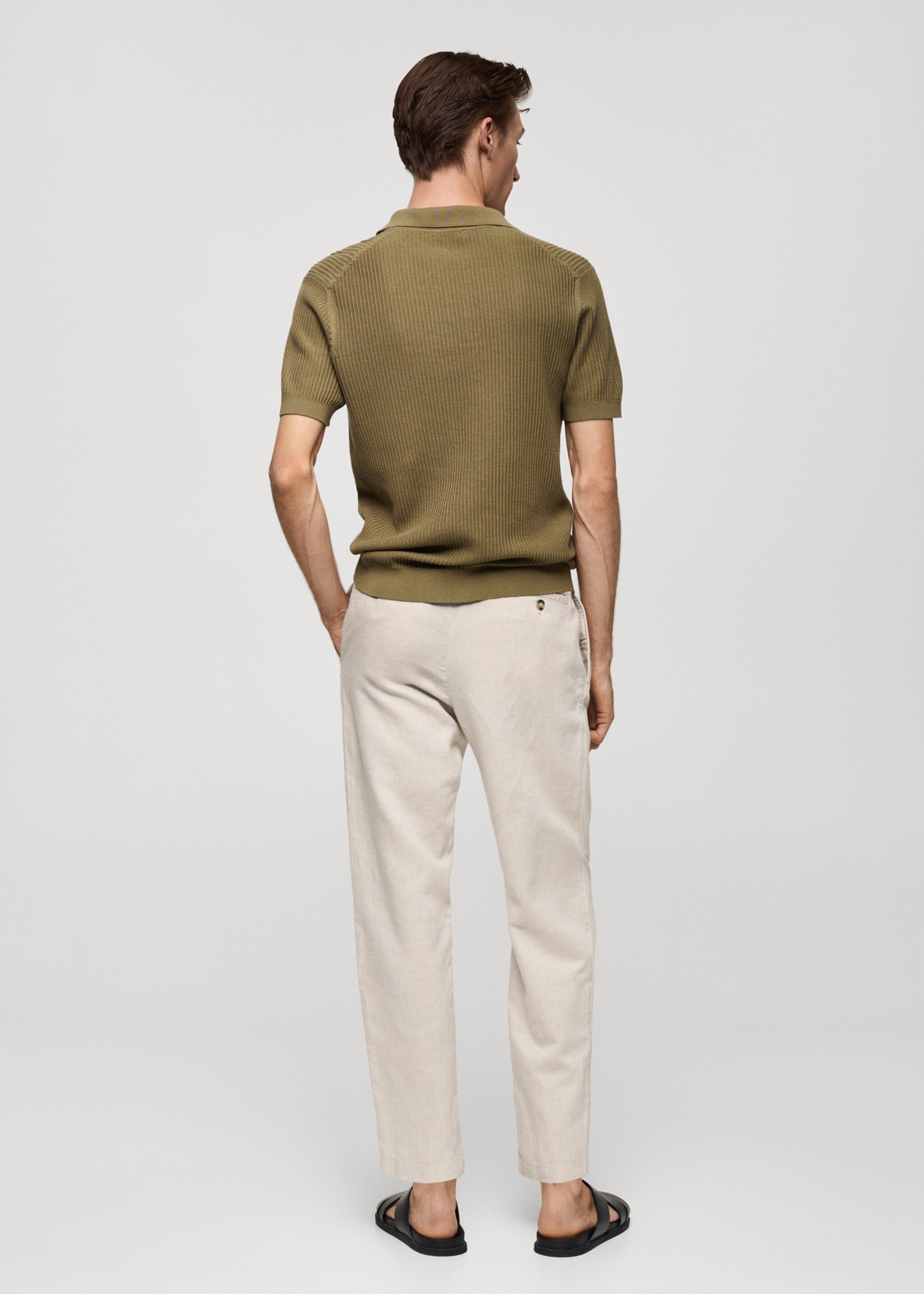 Slim Fit-Leinenhose mit Kordel - Rückseite des Artikels