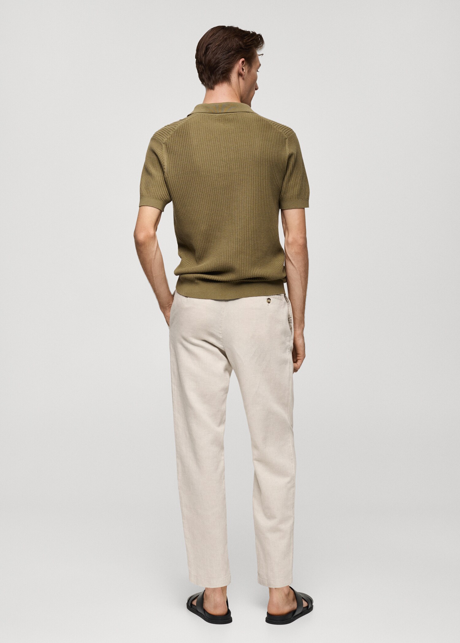 Slim Fit-Leinenhose mit Kordel - Rückseite des Artikels