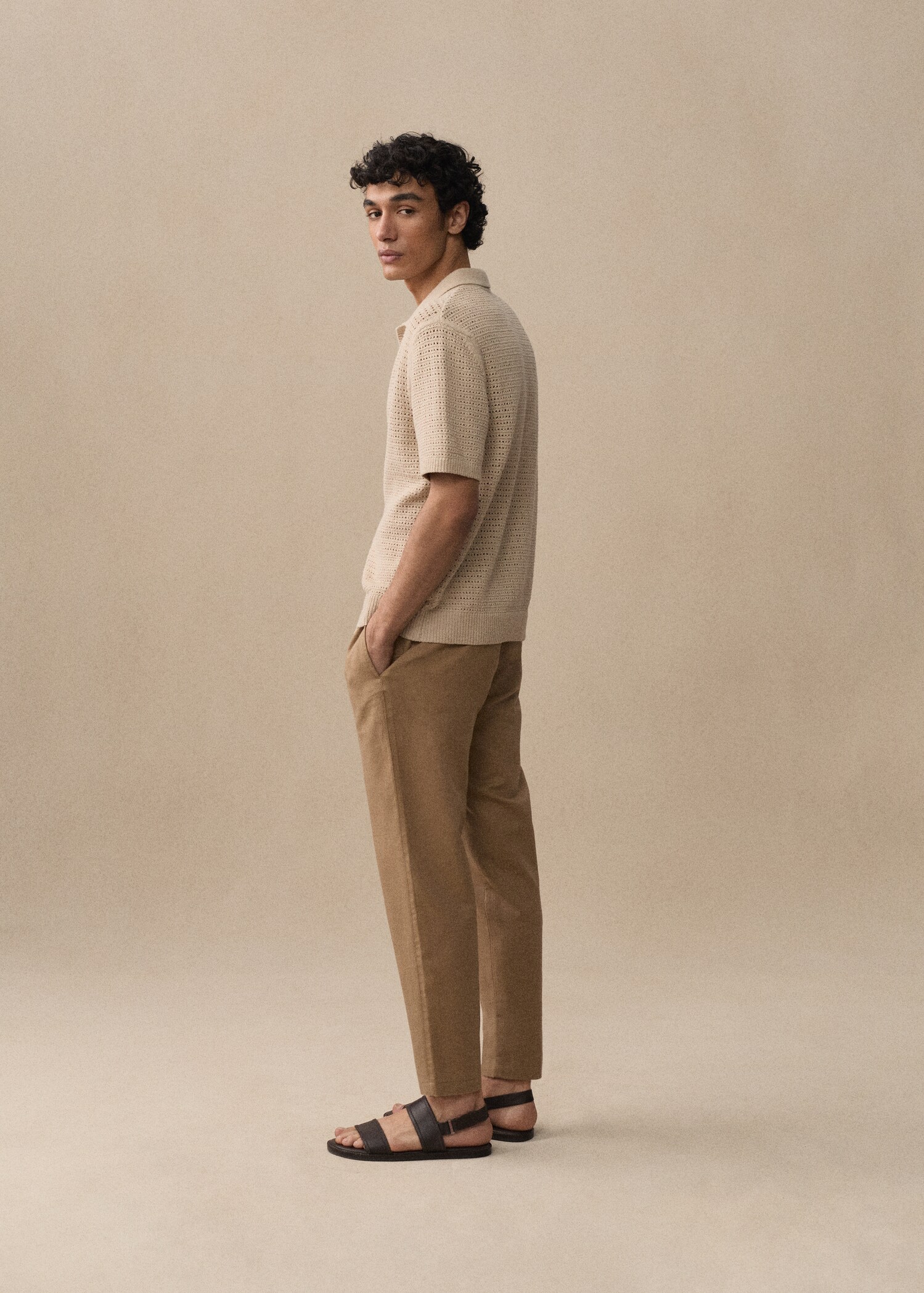 Slim Fit-Leinenhose mit Kordel - Detail des Artikels 5