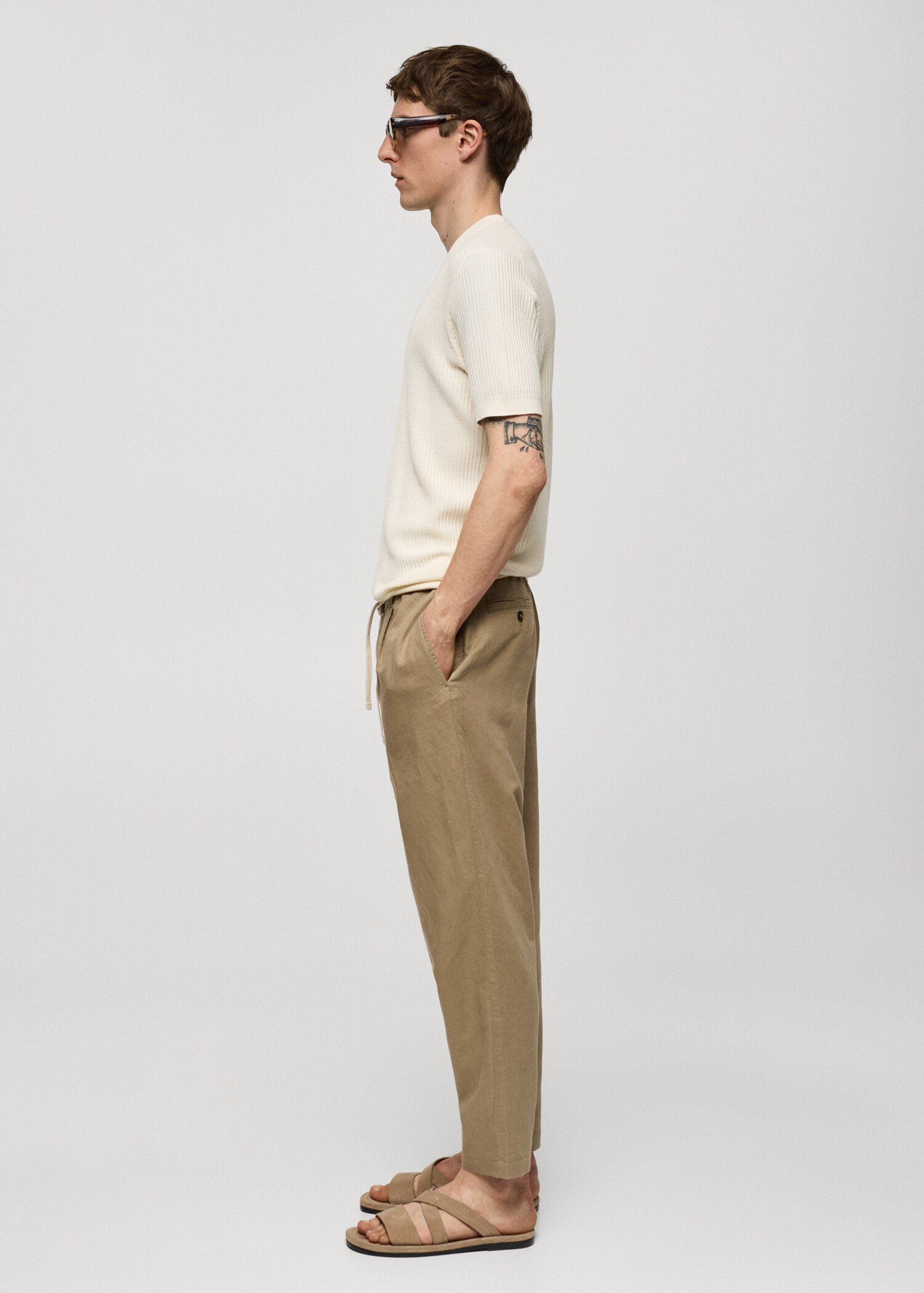 Slim Fit-Leinenhose mit Kordel - Detail des Artikels 2