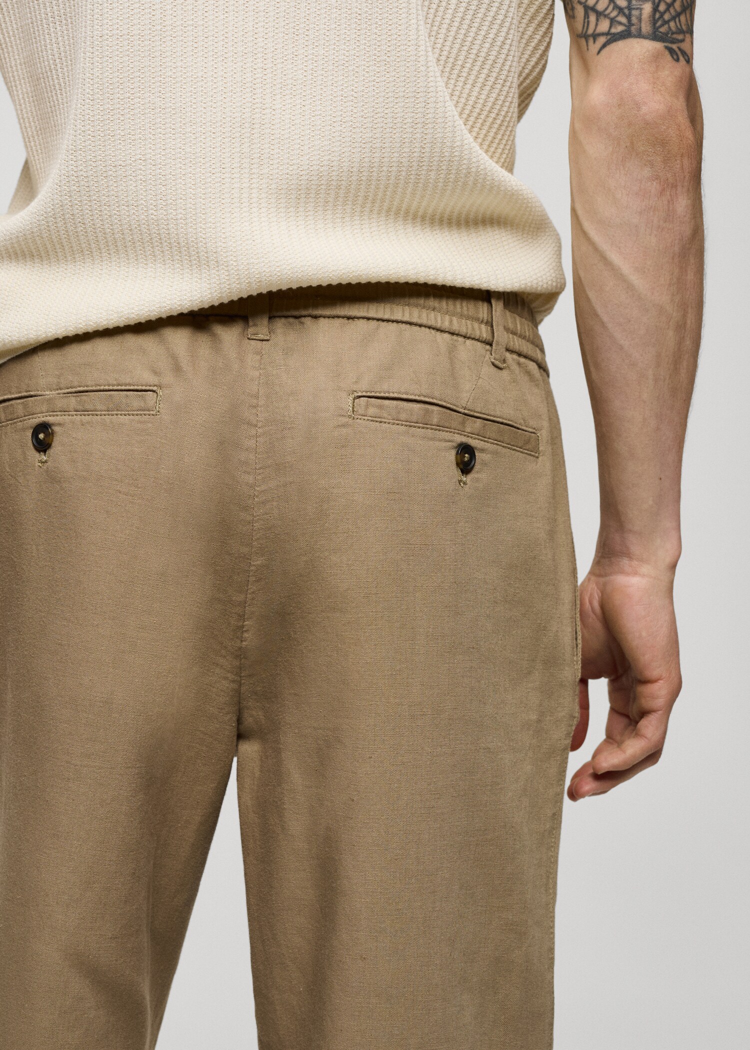 Slim Fit-Leinenhose mit Kordel - Detail des Artikels 6