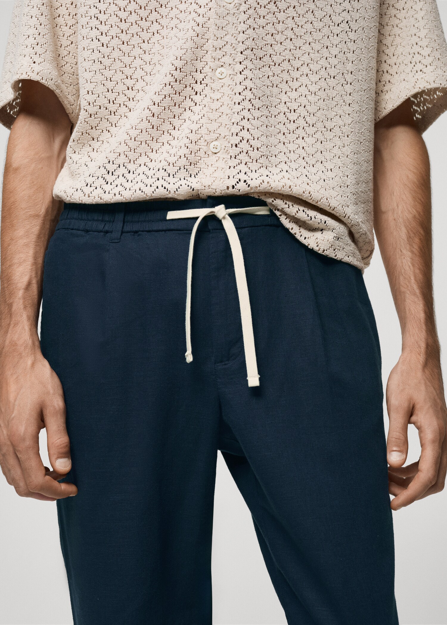 Slim Fit-Leinenhose mit Kordel - Detail des Artikels 1