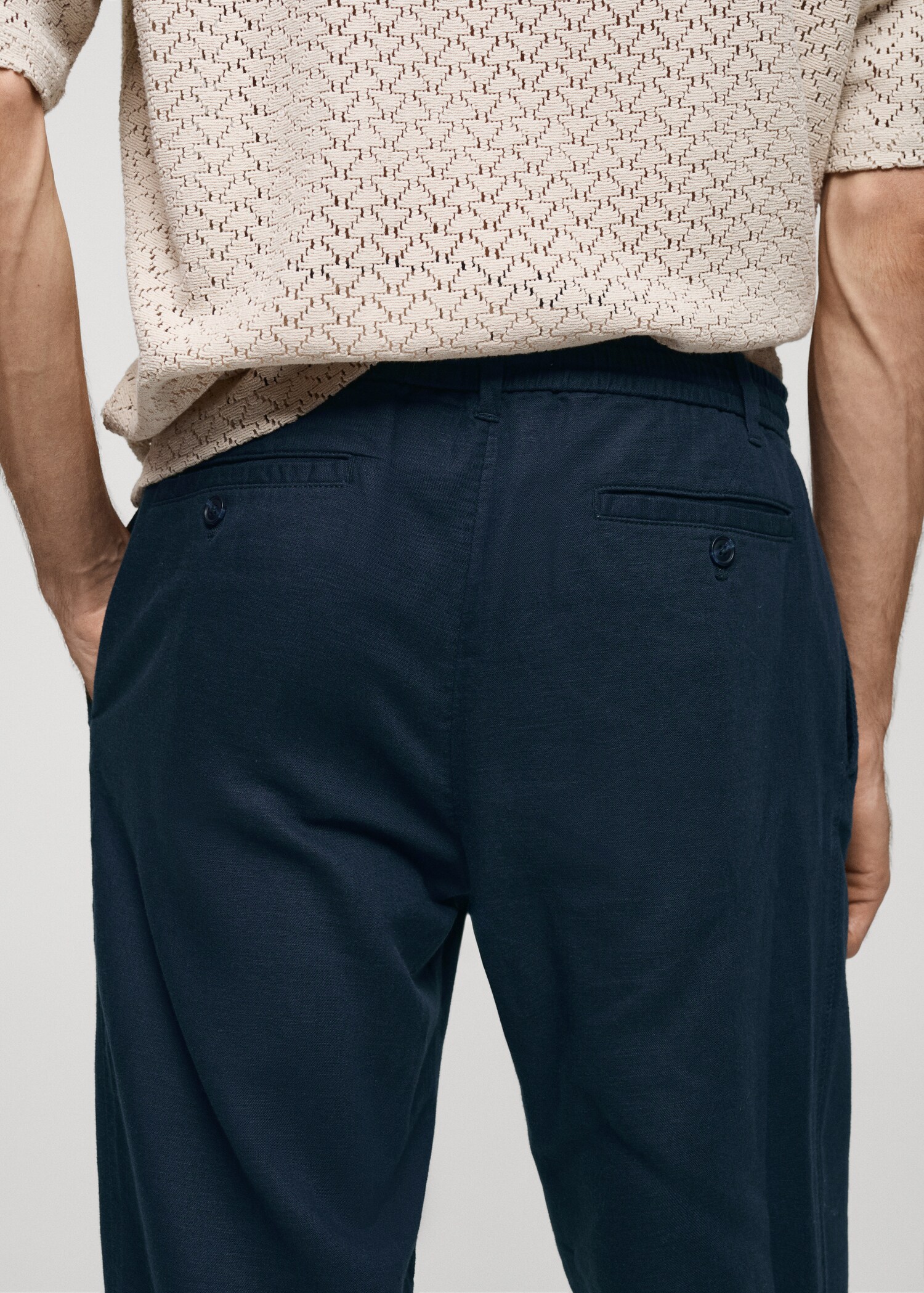 Slim Fit-Leinenhose mit Kordel - Detail des Artikels 6